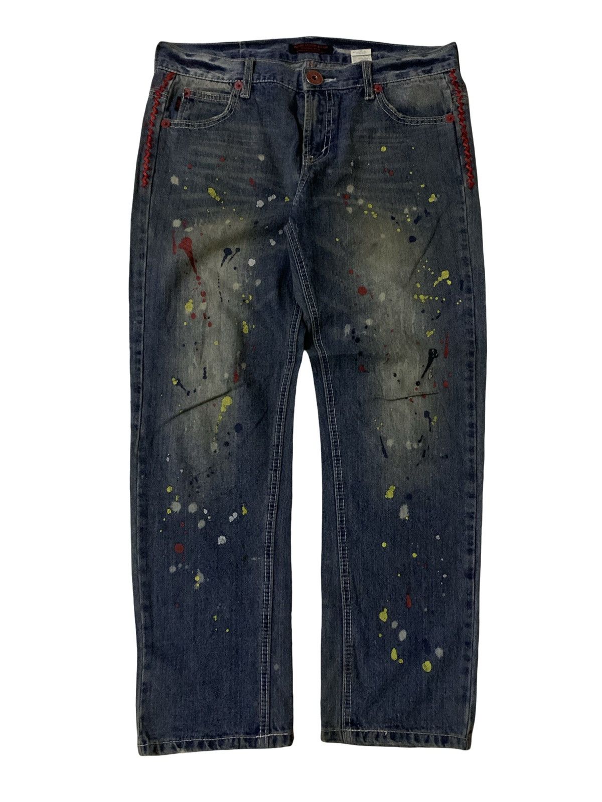 Hysteric Glamour 💥Blue Moon Blue Paint Splatter Designs Denim Size 33" - 3 Thumbnail