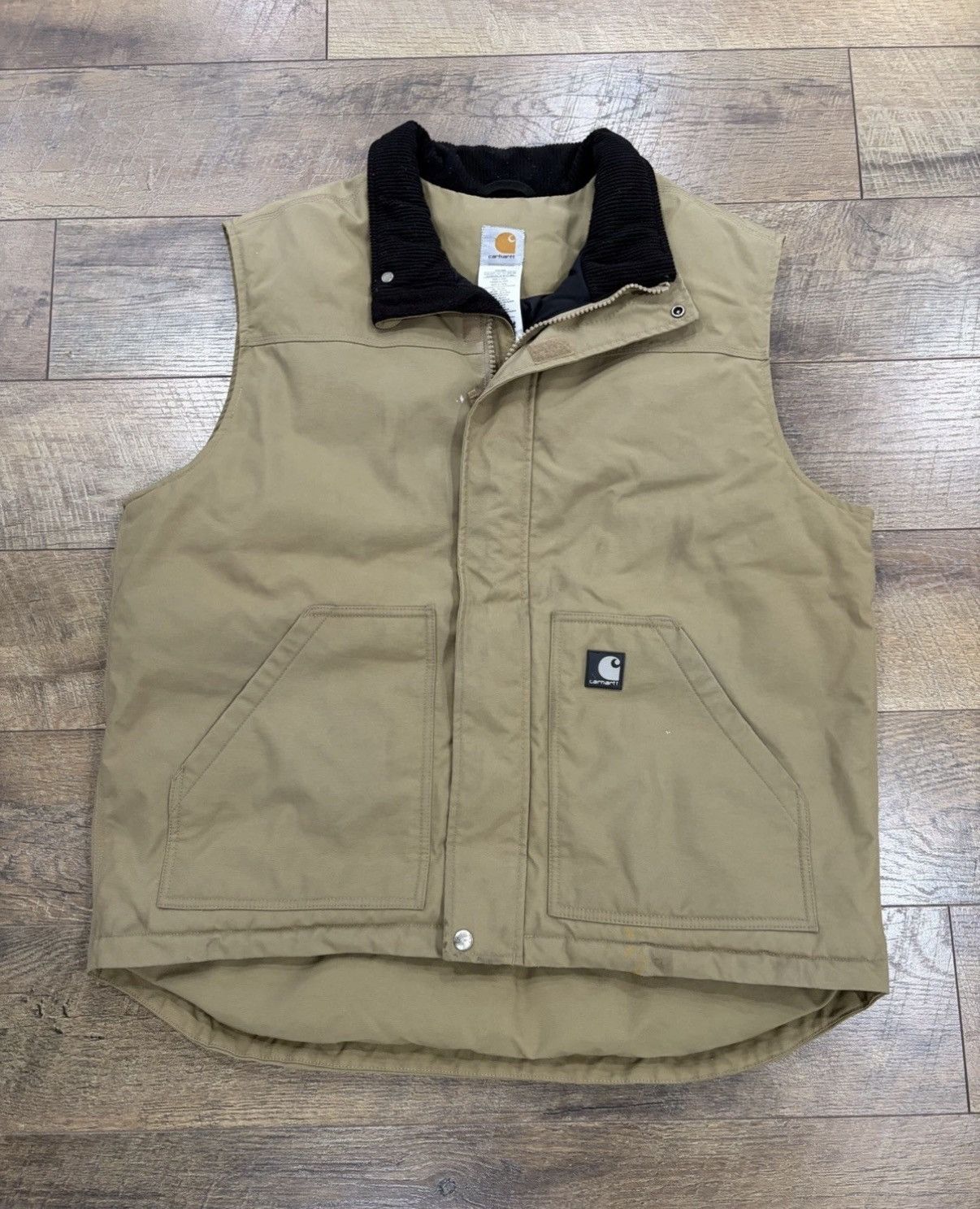 Carhartt Carhartt Quilted Vest XL Khaki Ribbed Collar Full Zip Size US XL / EU 56 / 4 - 1 Thumbnail