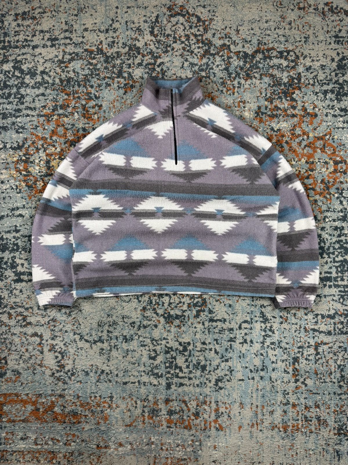 Vintage Vintage 90s quarter zip fleece sherpa jacket aztec navajo Size US L / EU 52-54 / 3 - 2 Thumbnail