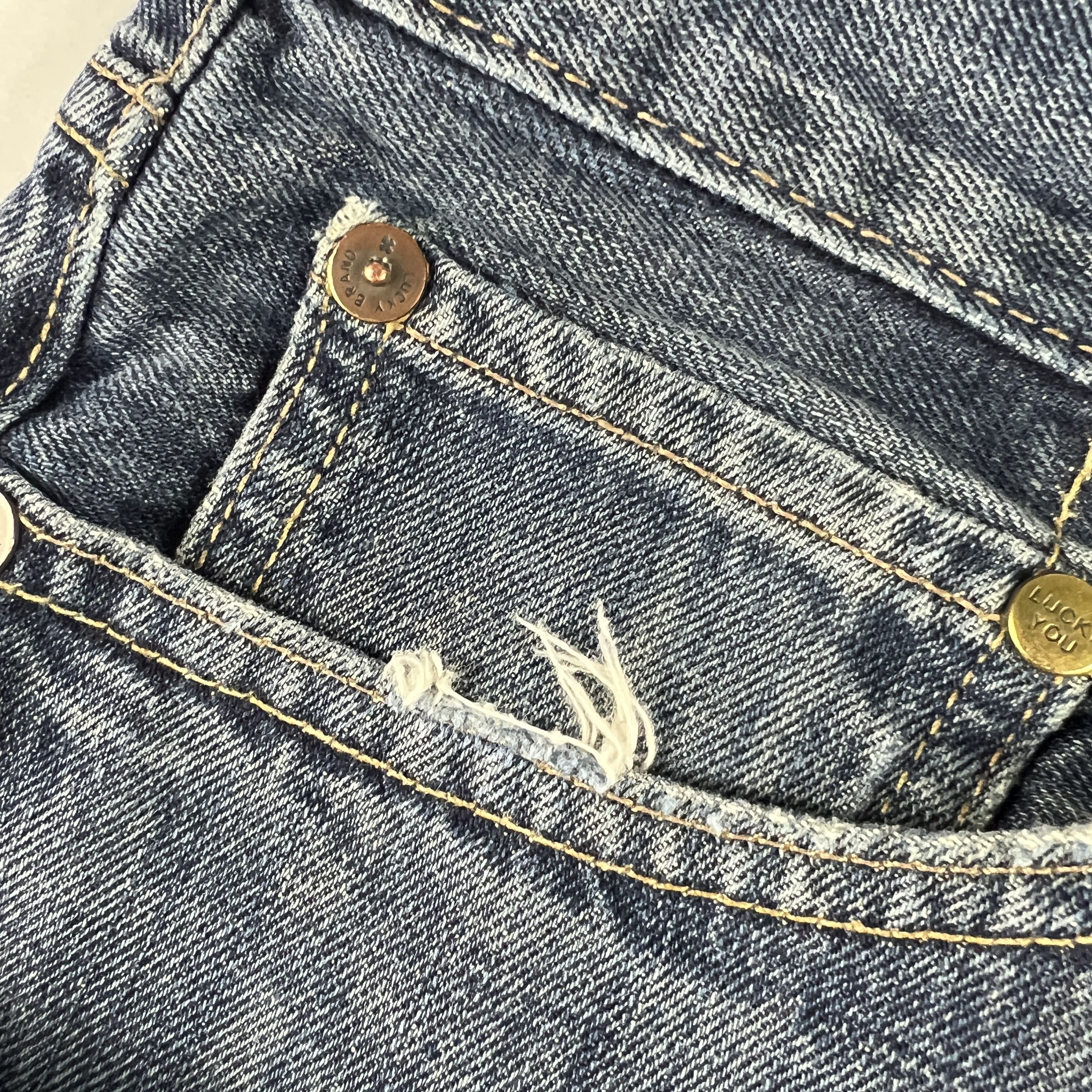 Lucky Brand Lucky Brand Jeans 221 Straight Blue Faded Distressed Denim Size US 33 - 3 Thumbnail