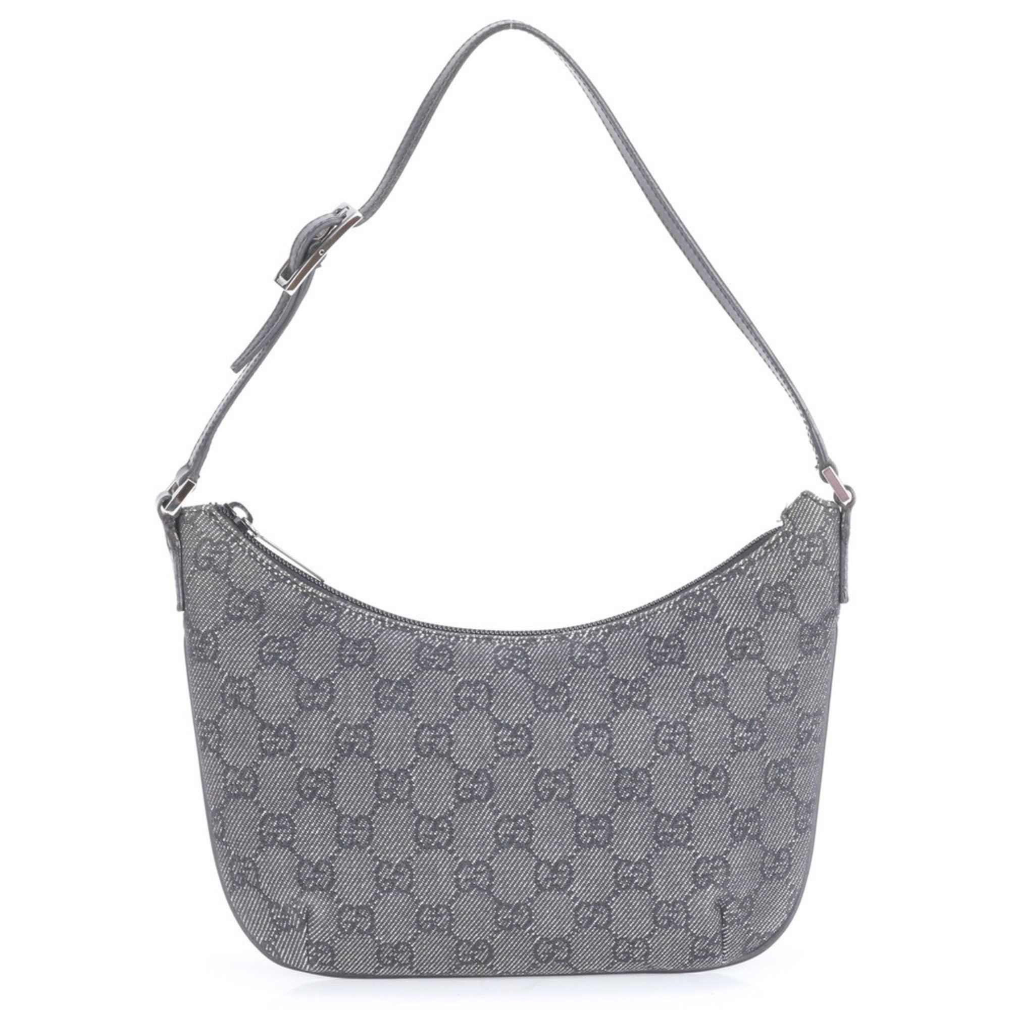 Gucci 32160 GG Canvas Leather Bag Tote Handbag Genuine Black Women's