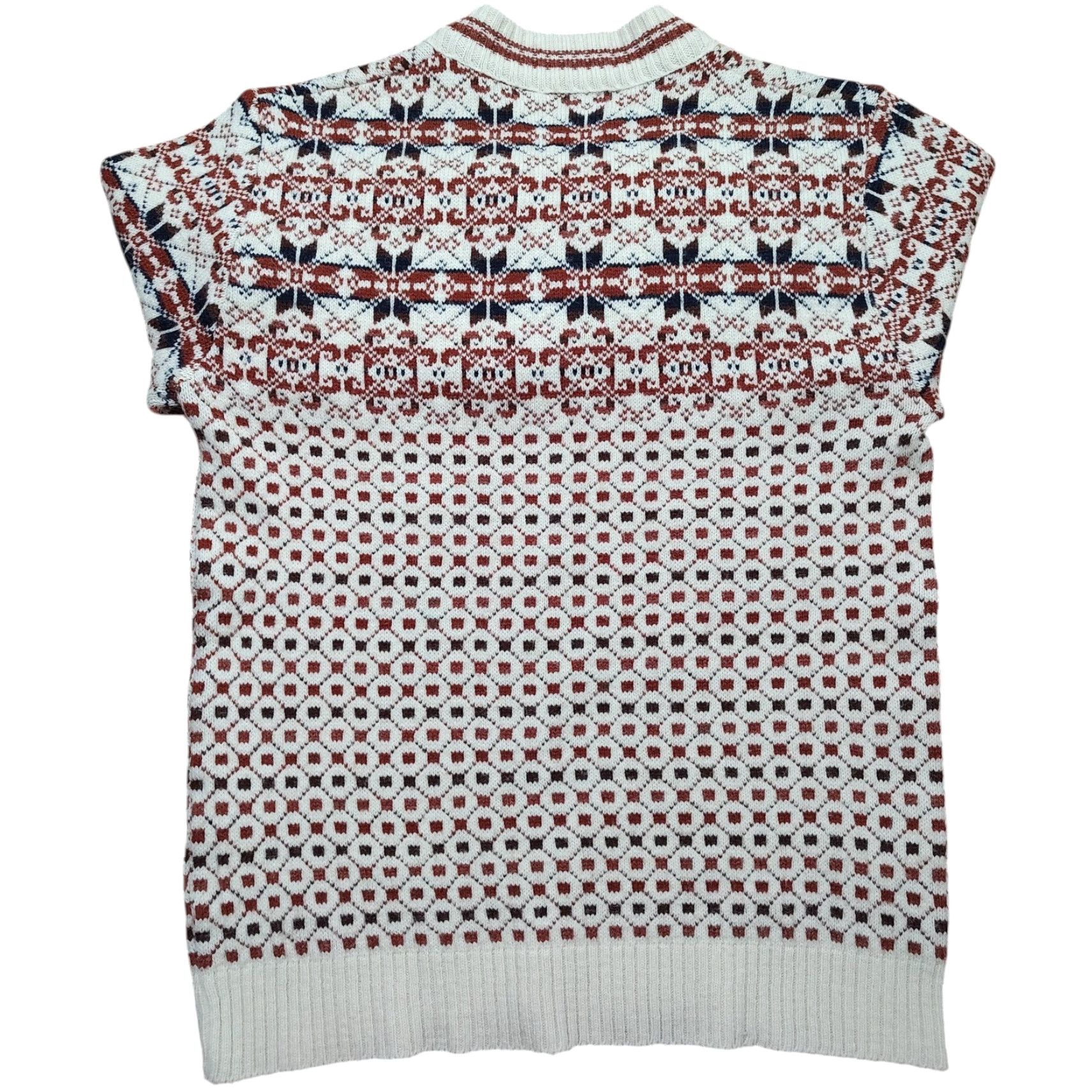 Vintage VINTAGE Lord Jeff Sweater Mens L Beige Red Blue Fair Isle DuPont Orlon Acrylic V-Neck Pullover Ski USA Classic Size US L / EU 52-54 / 3 - 3 Thumbnail