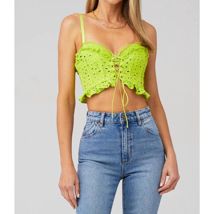 For Love & Lemons Sadie Corset Top In Love Bird Green Grailed