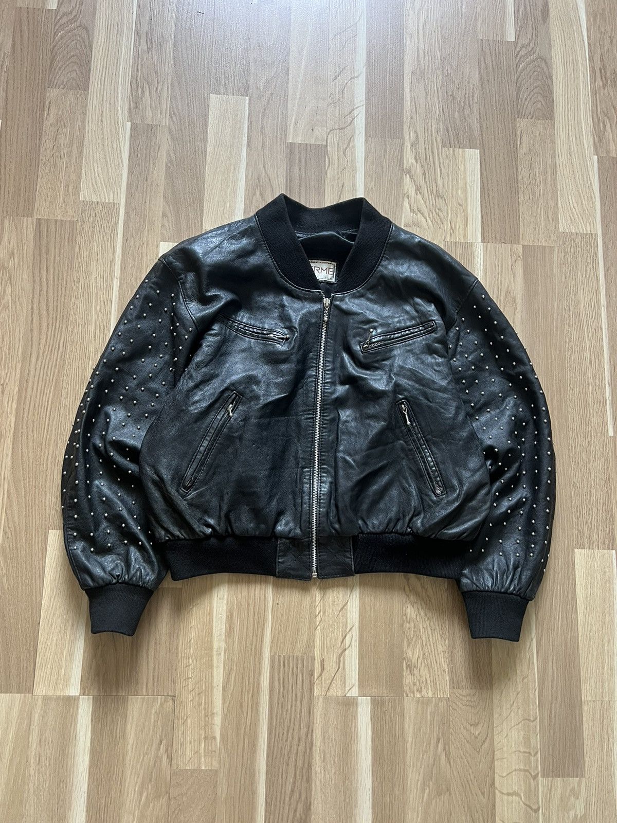 If Six Was Nine × Le Grande Bleu (L.G.B.) Vintage avant garde leather bomber jacket ma1 metal 99s Size M / US 6-8 / IT 42-44 - 1 Thumbnail