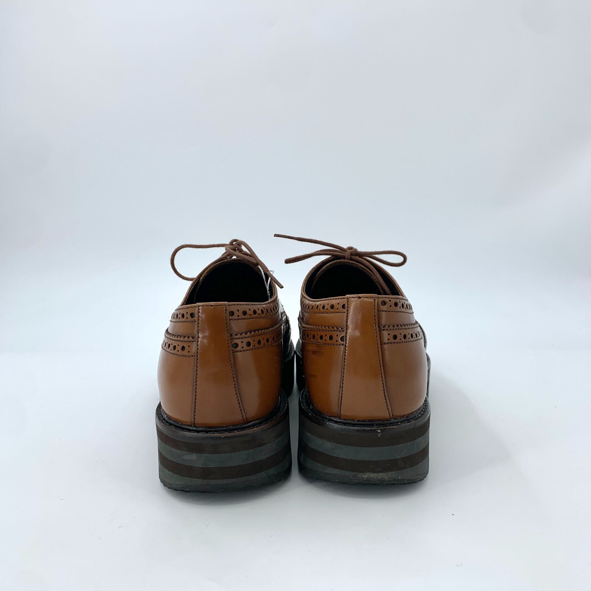 Prada Prada Brown Baroque Embossed Lace-Up Platform Leather Shoes Size US 7.5 / EU 40-41 - 9 Thumbnail