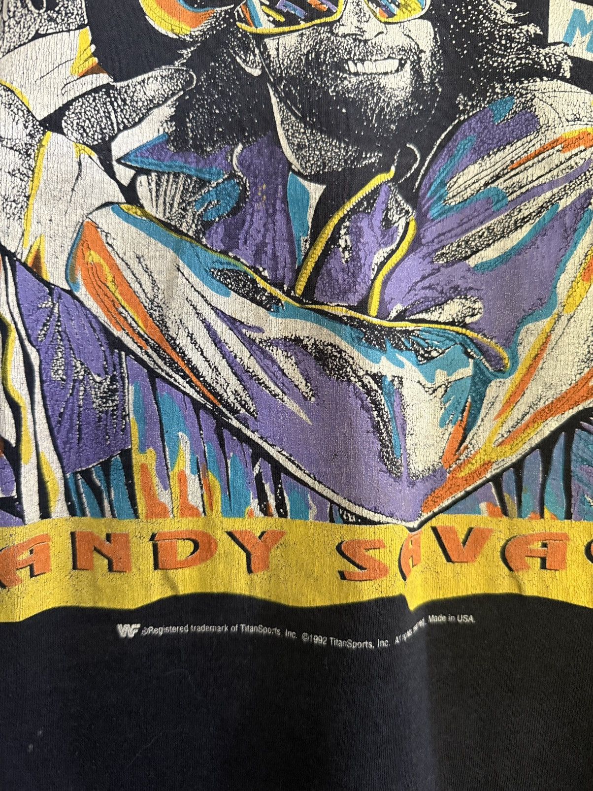 WWF Thrashed Vintage 90s Macho Man Randy Savage Boxy Wwf Faded Size US L / EU 52-54 / 3 - 4 Thumbnail