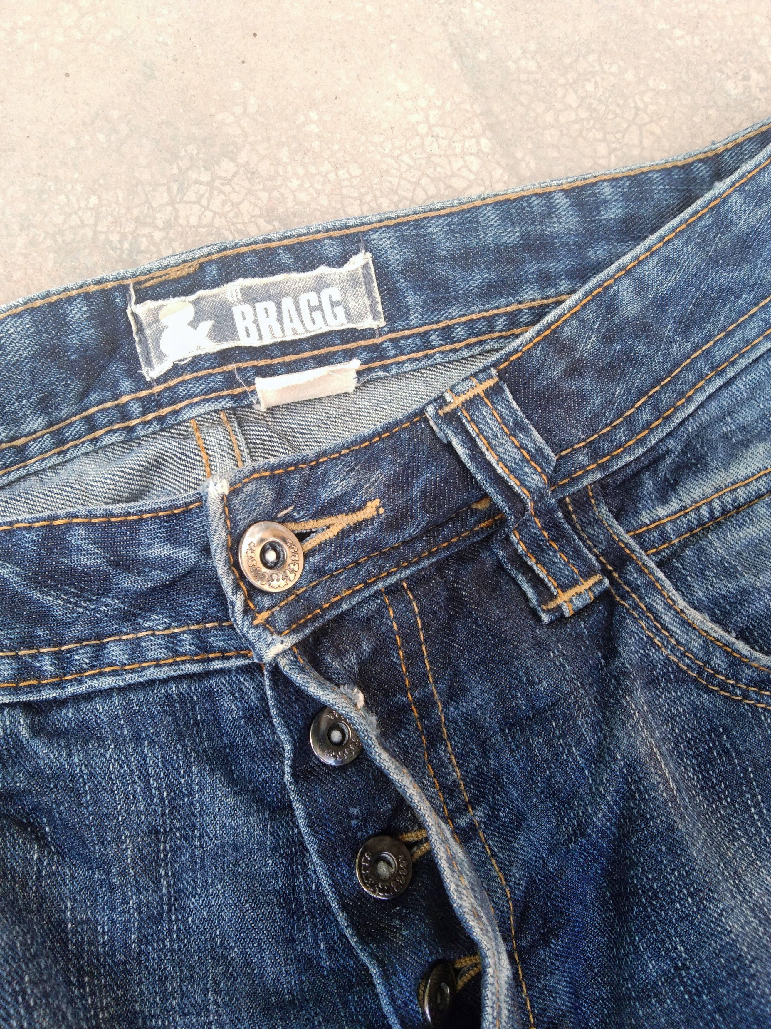 Japanese Brand Vintage Bragg Jeans Faded Blue Distressed Straight Leg 34x35 Size US 34 / EU 50 - 5 Thumbnail