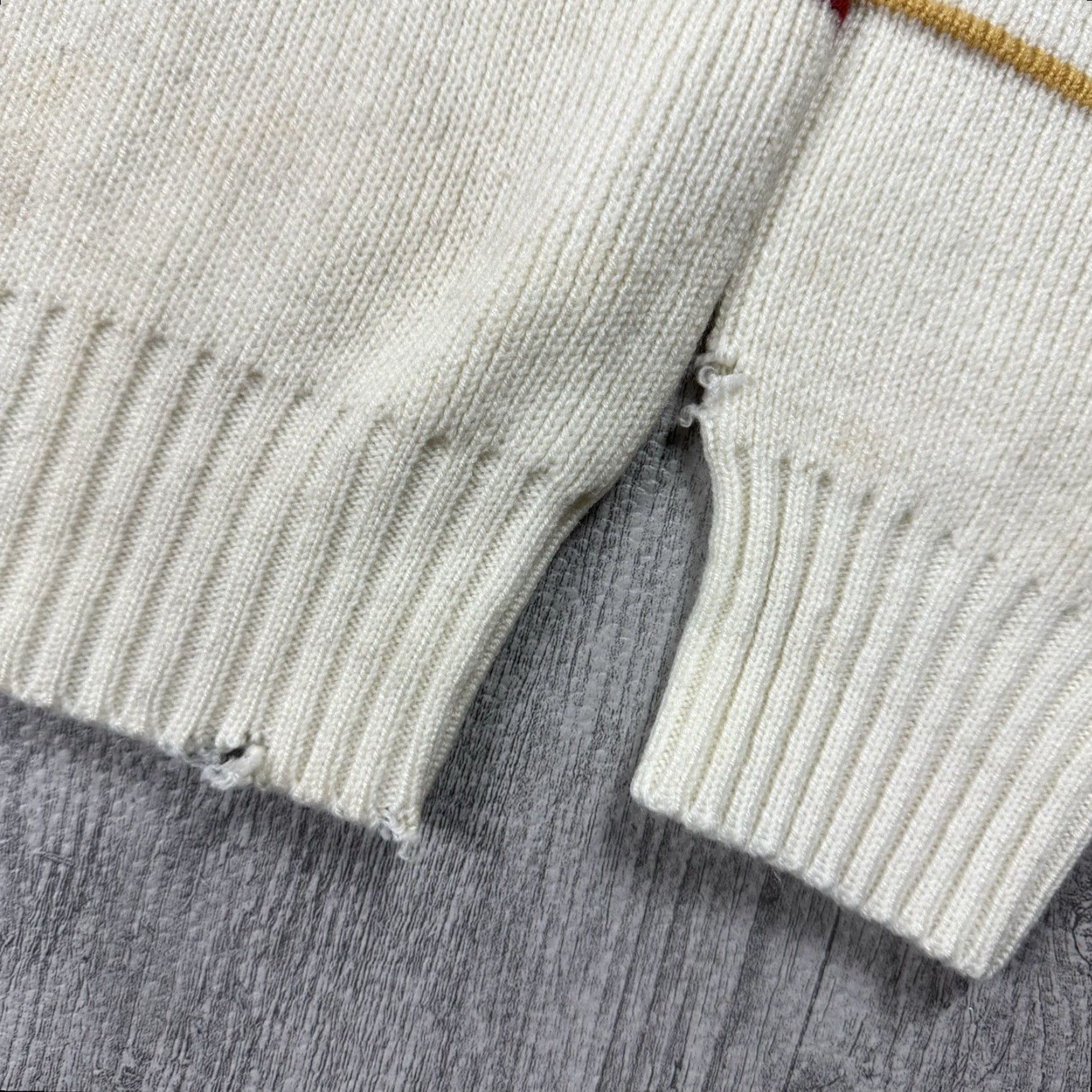 Vintage VTG Campus Sport Striped Ivory Crewneck Sweater - Men's Large Pullover Knit Wool Blend Size L / US 10 / IT 46 - 4 Thumbnail