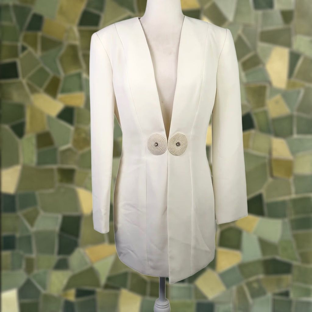 Vintage VINTAGE New Leaf Blazer Jacket Cream Beaded Rhinestone S Women Formal Party/Cocktail 80s 90s Mens Womens Girls Size S / US 4 / IT 40 - 1 Thumbnail