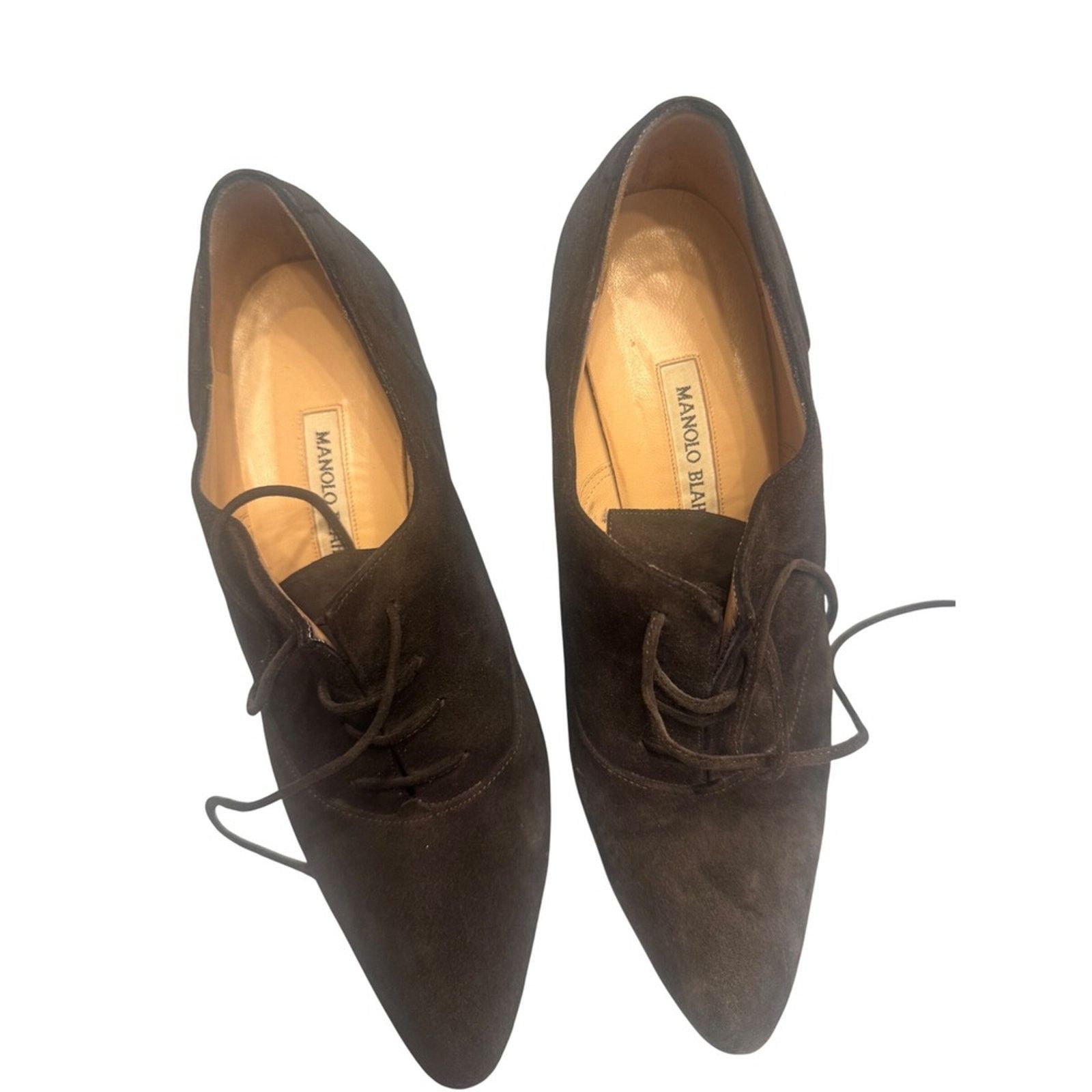 Manolo Blahnik Manolo Blahnik Black Suede Lace-Up Oxford Heels Size US 8 / IT 38 - 2 Thumbnail