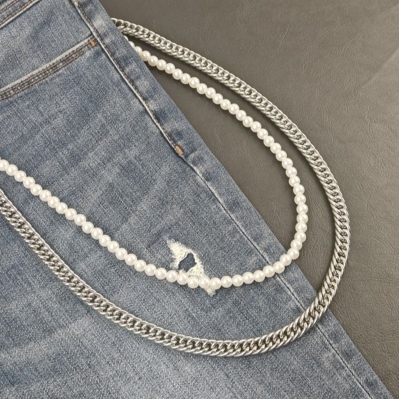 Jewelry Stainless Steel Pearl Pants Chain Elegant Design Size ONE SIZE - 4 Thumbnail
