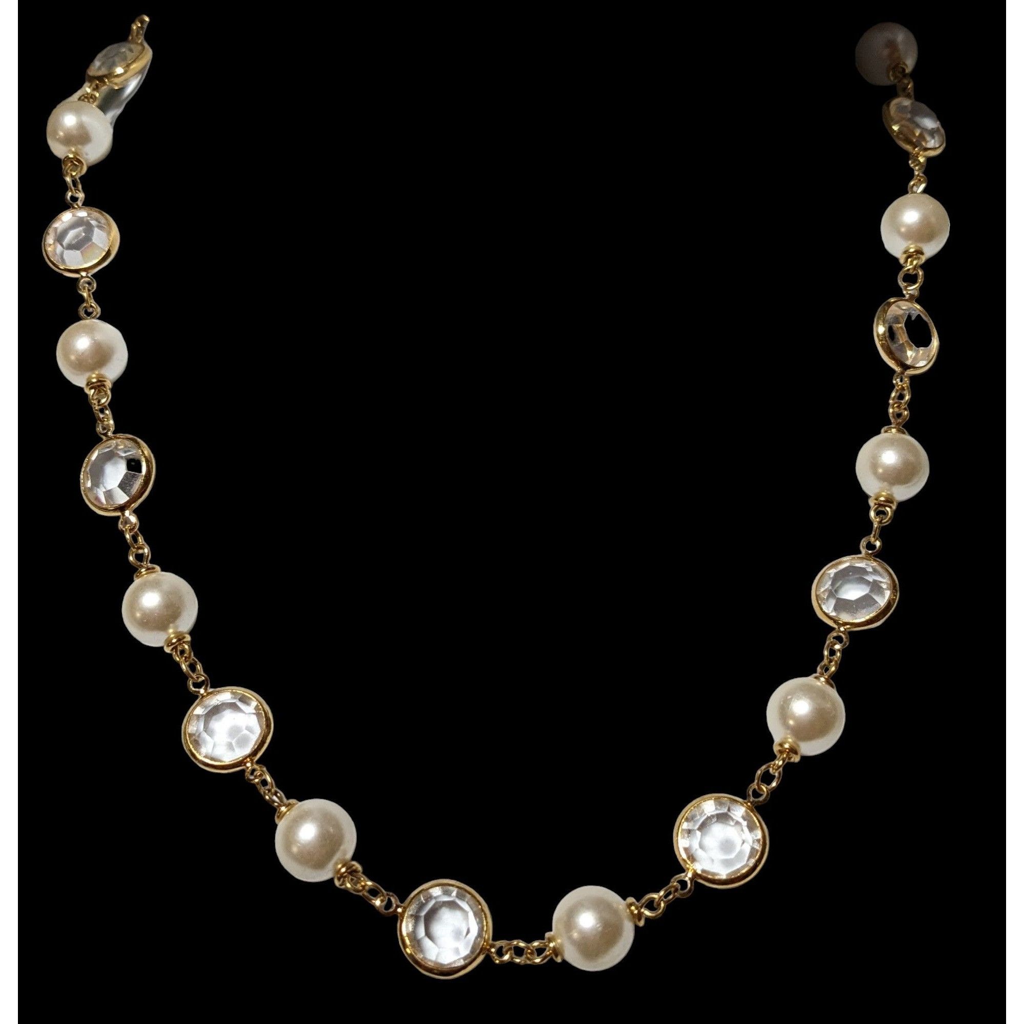 Other Vintage Napier Faux Pearl Gemmed Gold Necklace Size ONE SIZE - 2 Thumbnail