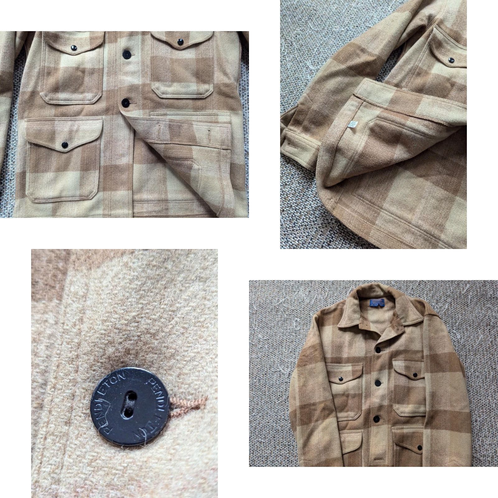 VINTAGE Pendleton Jacket Coat Men M Pendleton Plaid Brown Wool 42 Chest 31 Front Length 23 Seams 19 Shoulders 24.5 Arm Mens Bag?