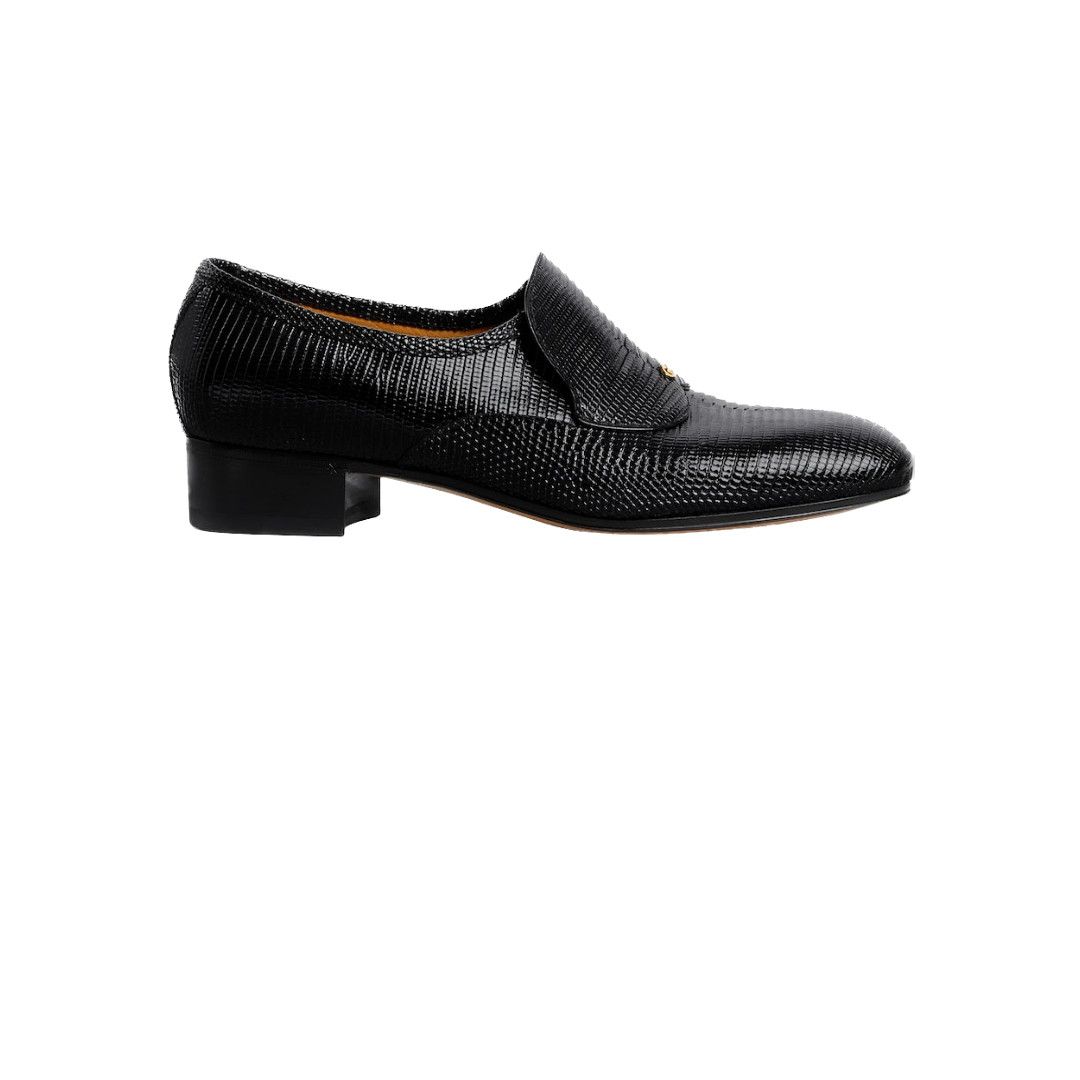 Gucci oc11z1125 Men's lizard Loafers in Black Size US 12.5 / EU 45-46 - 1 Thumbnail