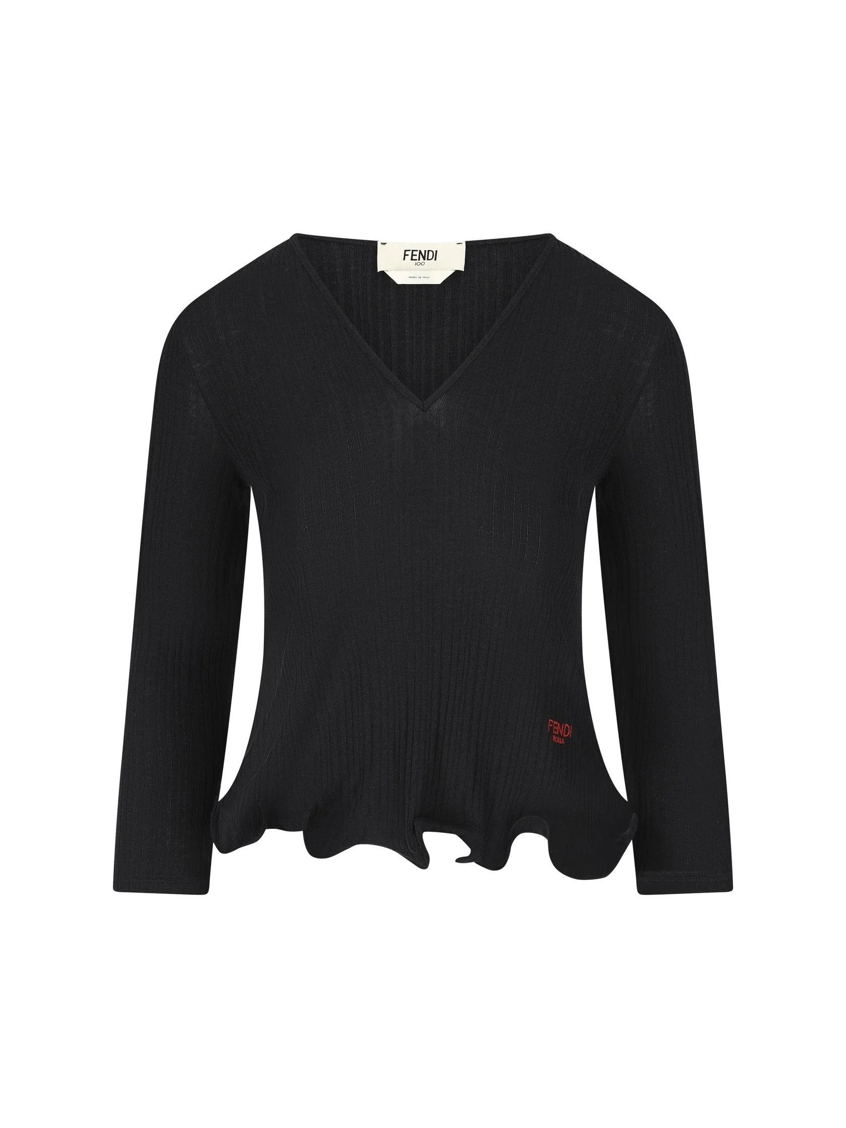 Fendi Fendi V-Neck T-Shirt In Virgin Wool tag size L Women - USA Duties Paid Size L / US 10 / IT 46 - 1 Thumbnail