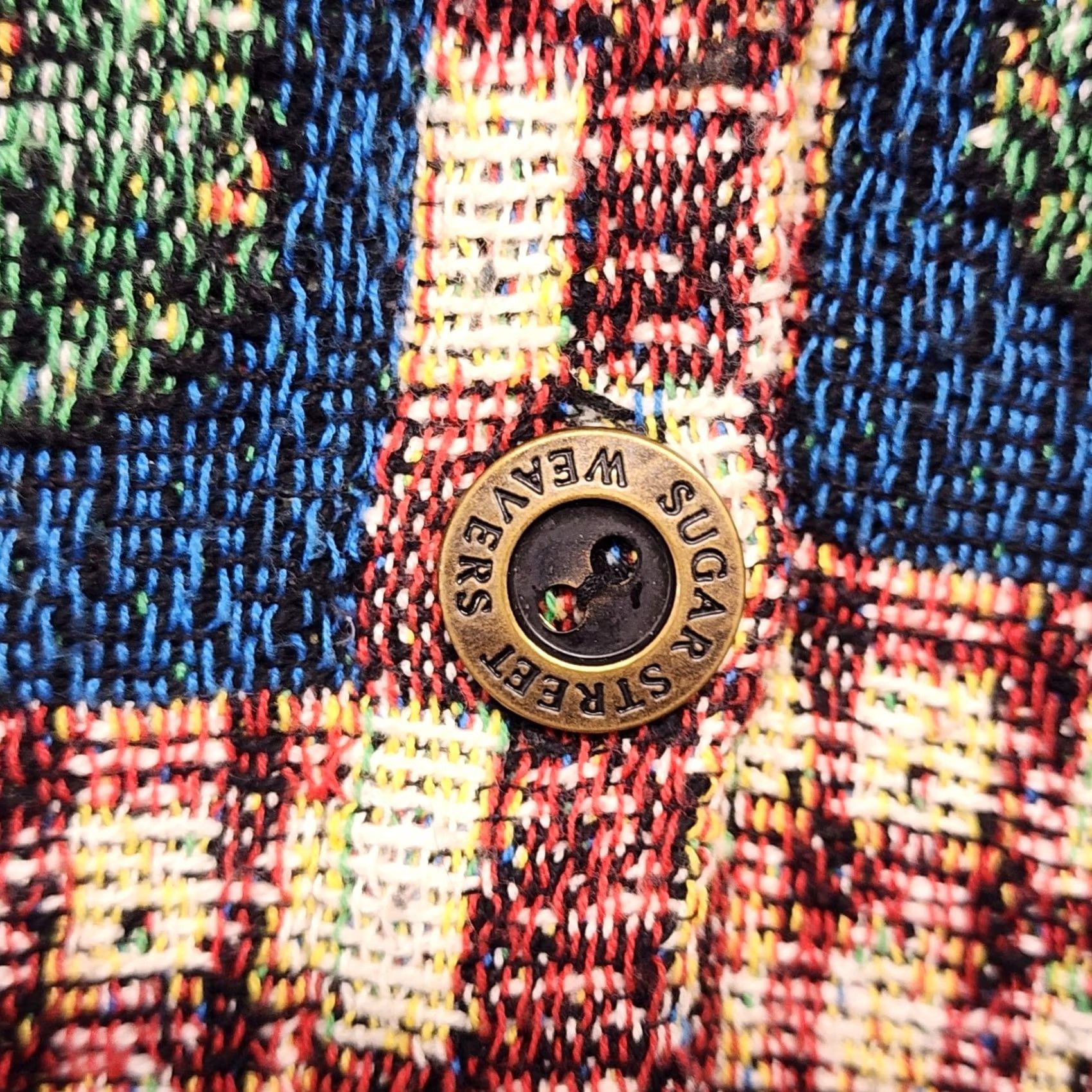 Sugar VINTAGE Sugar Street Weavers Tapestry Cardigan Santa Tree Pockets Womens One Size Blue 100% Cotton 90s Christmas KnIT Sweater Size ONE SIZE - 6 Thumbnail
