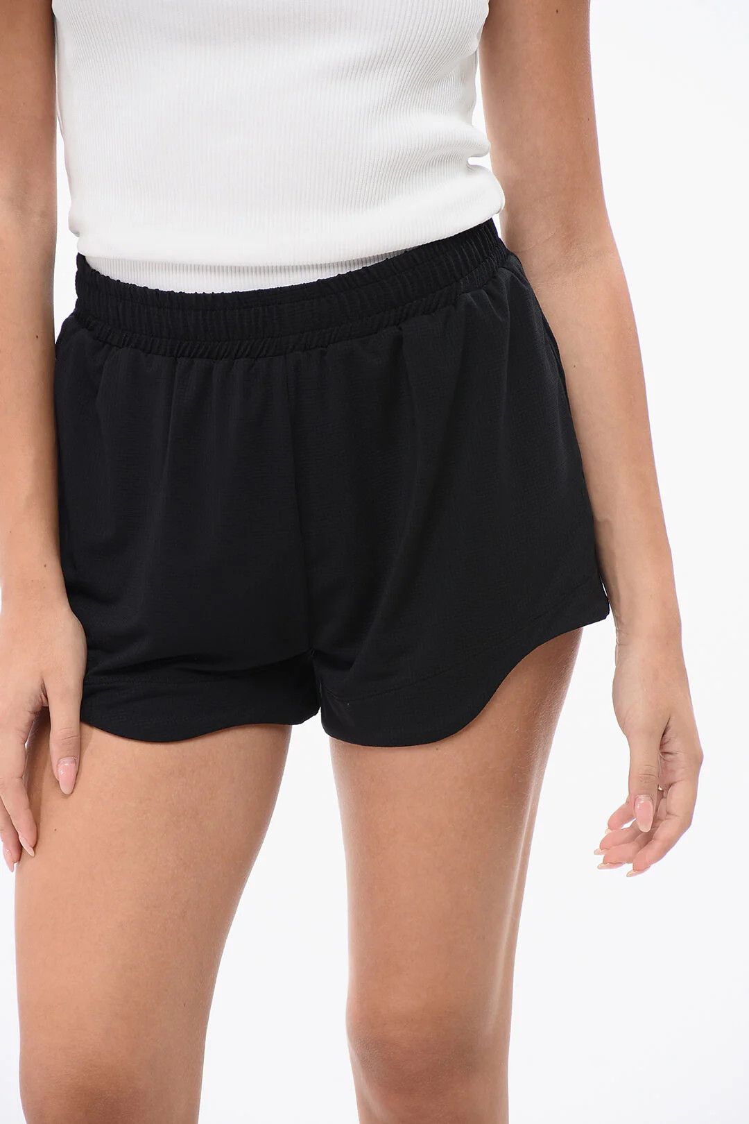 Ganni og1mm0426 Solid-Color Checked Ripstop Short in Black Size 30" / US 8 / IT 44 - 3 Thumbnail