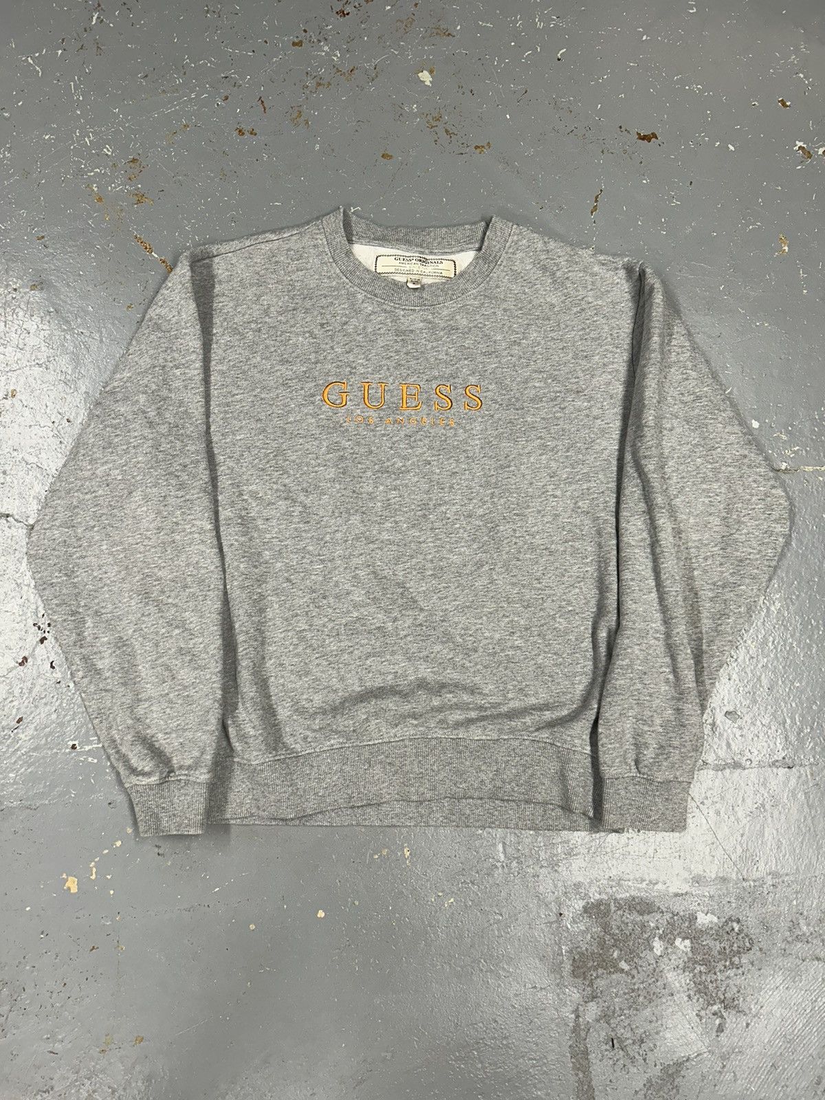 Guess × Vintage Crazy Vintage Y2K Grey Guess Pullover Script Crewneck Baggy Size US L / EU 52-54 / 3 - 1 Thumbnail