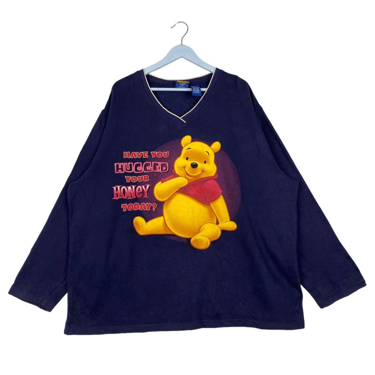 Disney × Vintage Vintage Pooh Woman V-neck Sweatshirt Navy Blue Pullover Size XXL / US 16-18 / IT 52-54 - 1 Thumbnail