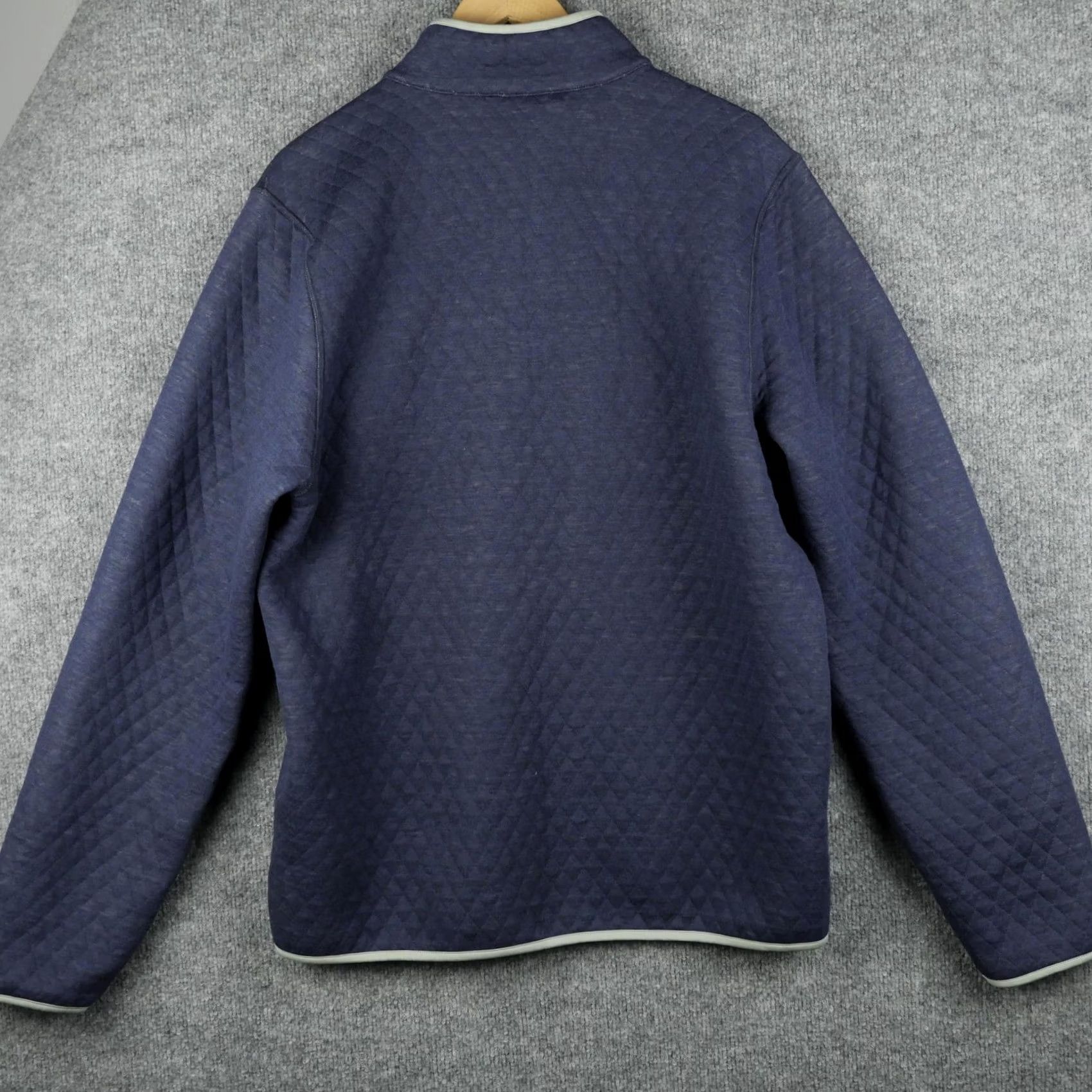 Marine Layer Marine Layer Reversible Corbet Sweater Mens Large Navy Gray Quilted PullOver Mock Neck Knit Plaid Diamond Pattern Size US L / EU 52-54 / 3 - 4 Thumbnail
