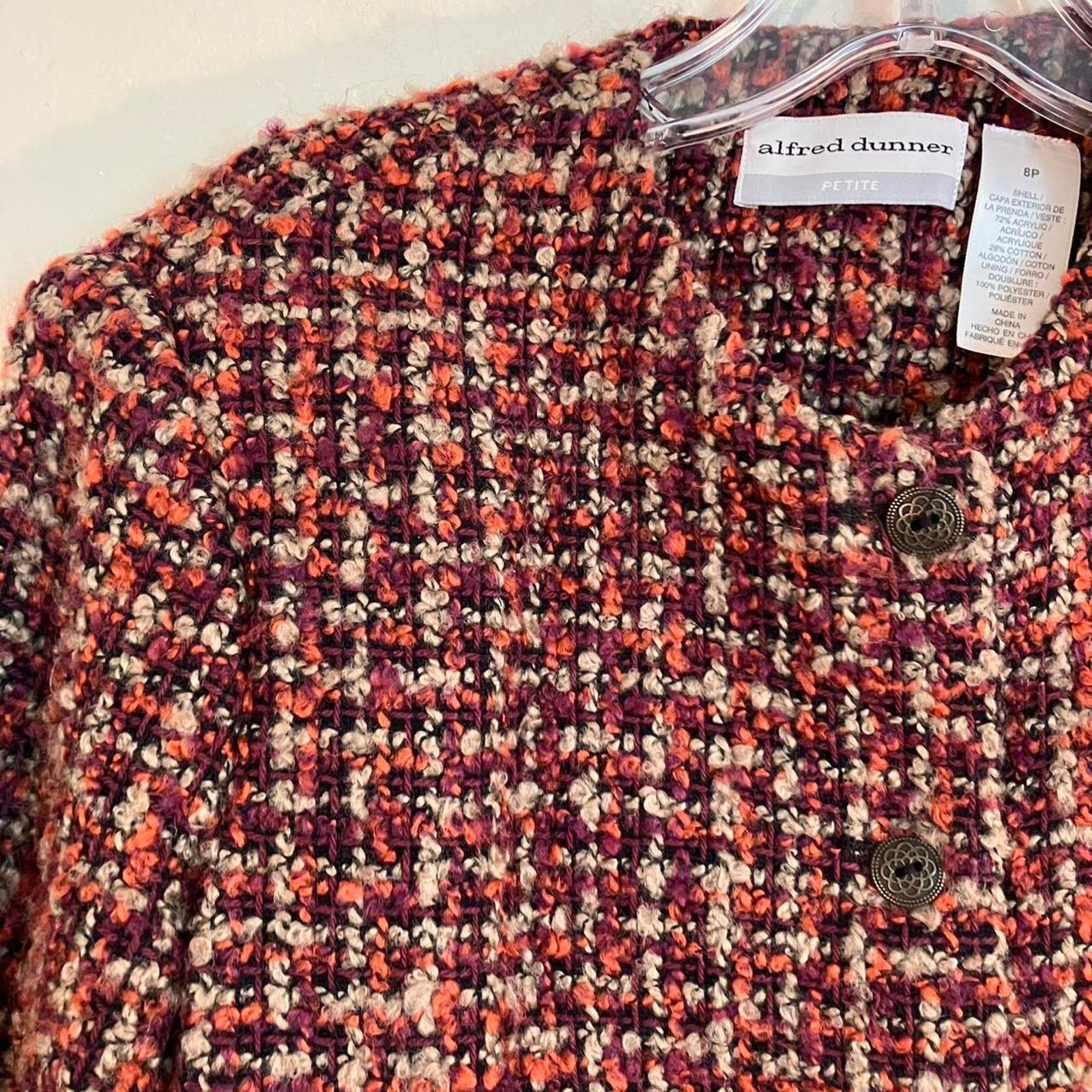 Vintage Alfred Dunner Petite Knitted Tweed Blazer Jacket Size M / US 6-8 / IT 42-44 - 2 Thumbnail