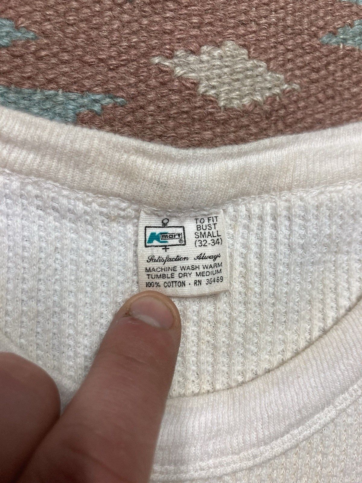 Vintage 70s waffle knit thermal shirt Kmart cotton blank women small Size S / US 4 / IT 40 - 5 Thumbnail
