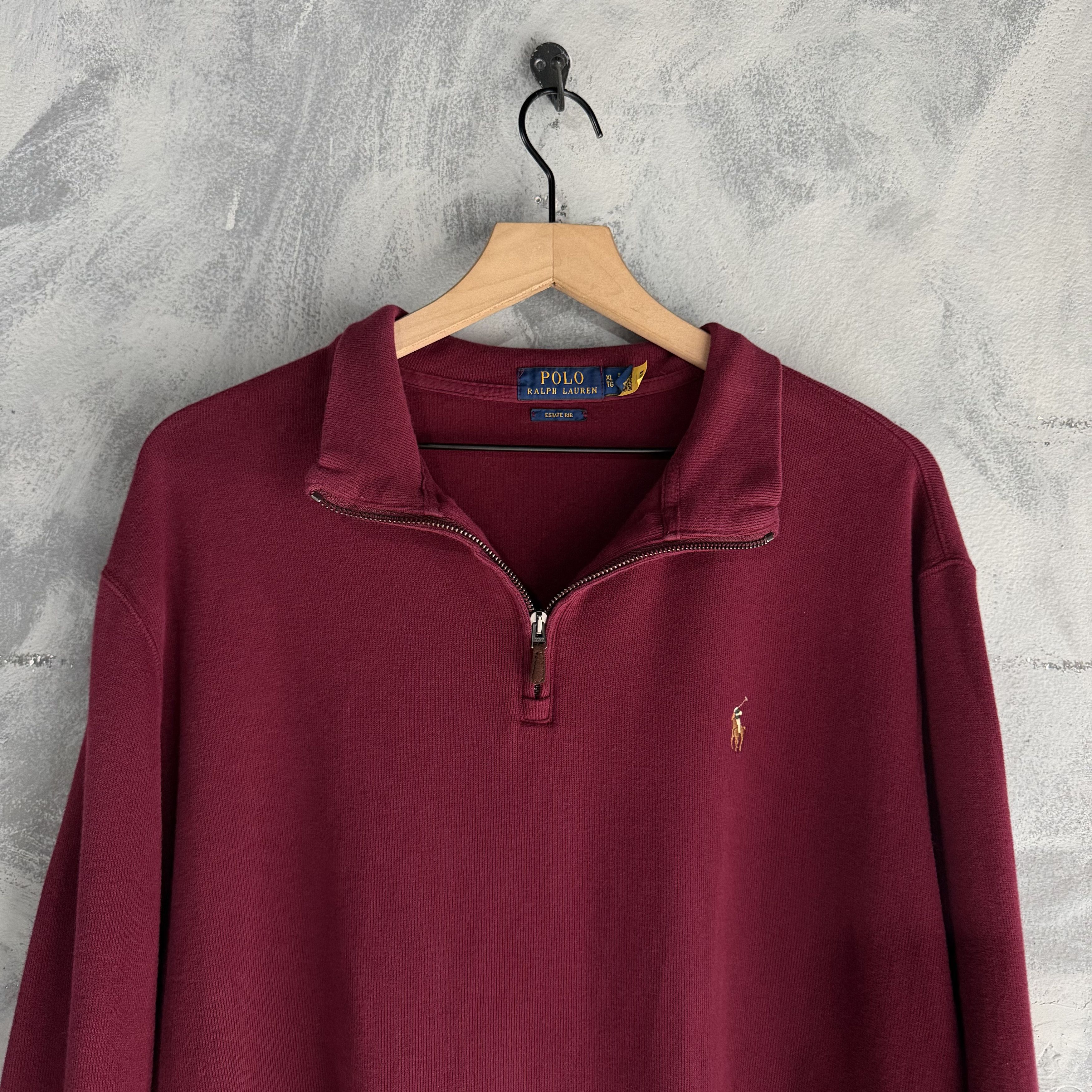 Polo Ralph Lauren Polo Ralph Lauren Sweater Mens XL Dark Red Burgundy 1/4 Zip Size US XL / EU 56 / 4 - 2 Thumbnail