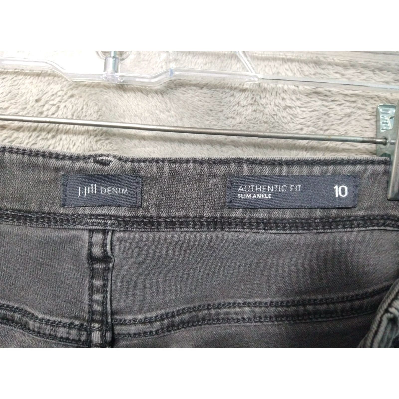 J. Jill J Jill Jeans Womens 10 Black Denim Authentic Slim Mid Rise Ankle 27.5in Stretch 5-Pocket Design Size 32" / US 10 / IT 46 - 7 Thumbnail