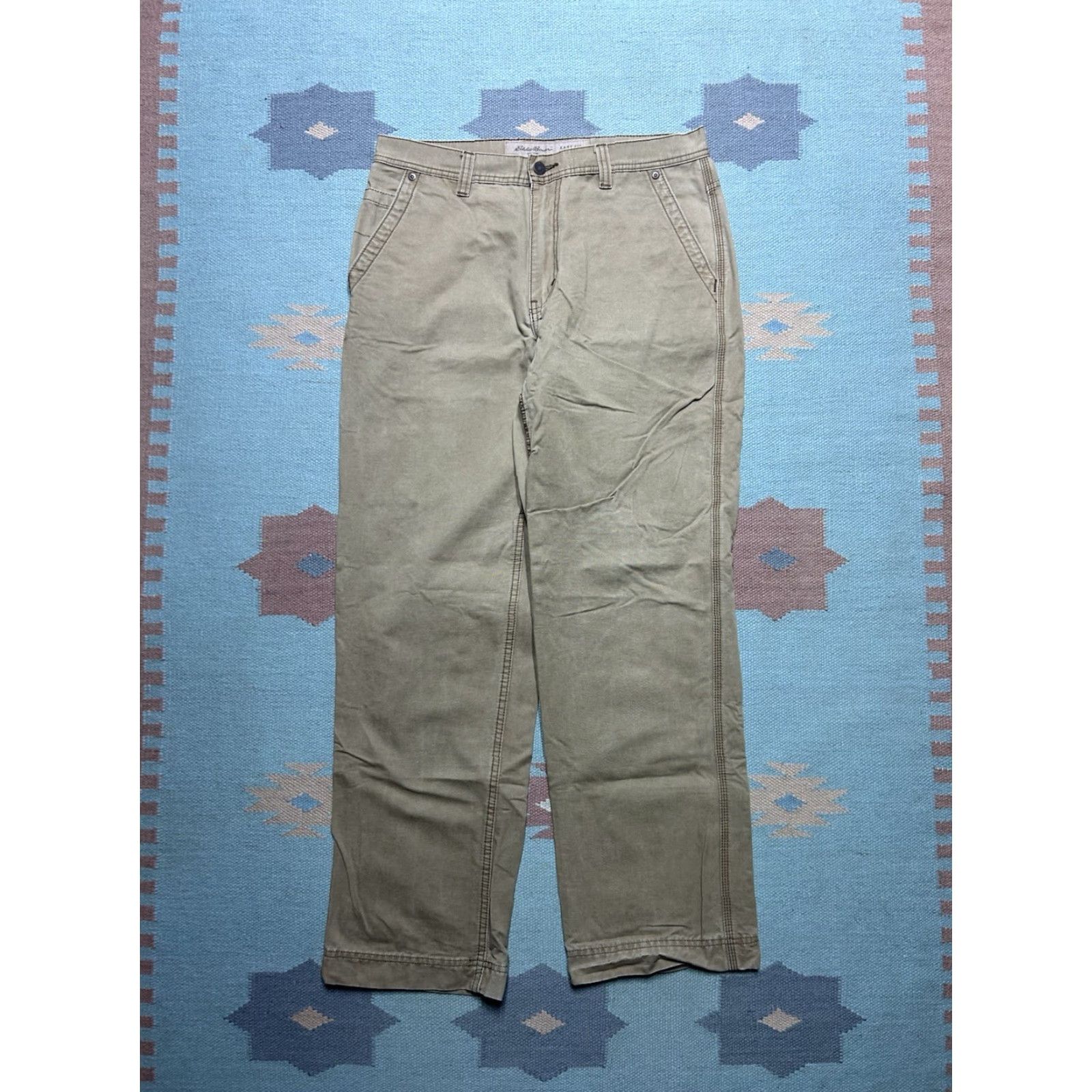 Eddie Bauer VINTAGE Eddie Bauer Carpenter Pants mens Beige 33x31 Easy Fit Baggy Tan Brown Khaki 90s Size US 33 - 4 Thumbnail