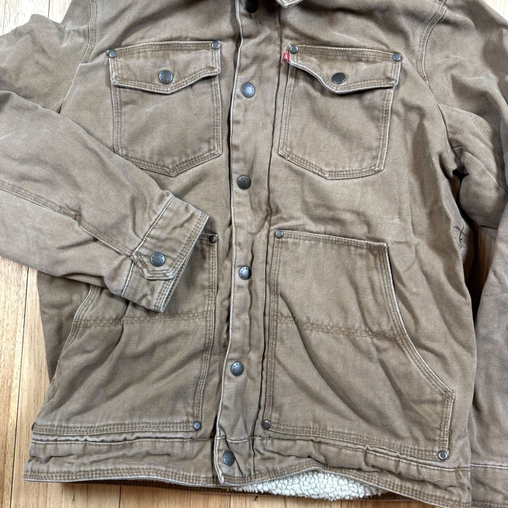 Levi's VINTAGE Levi’s Hooded Trucker Jacket Brown Canvas S Mens Small Size US S / EU 44-46 / 1 - 3 Thumbnail