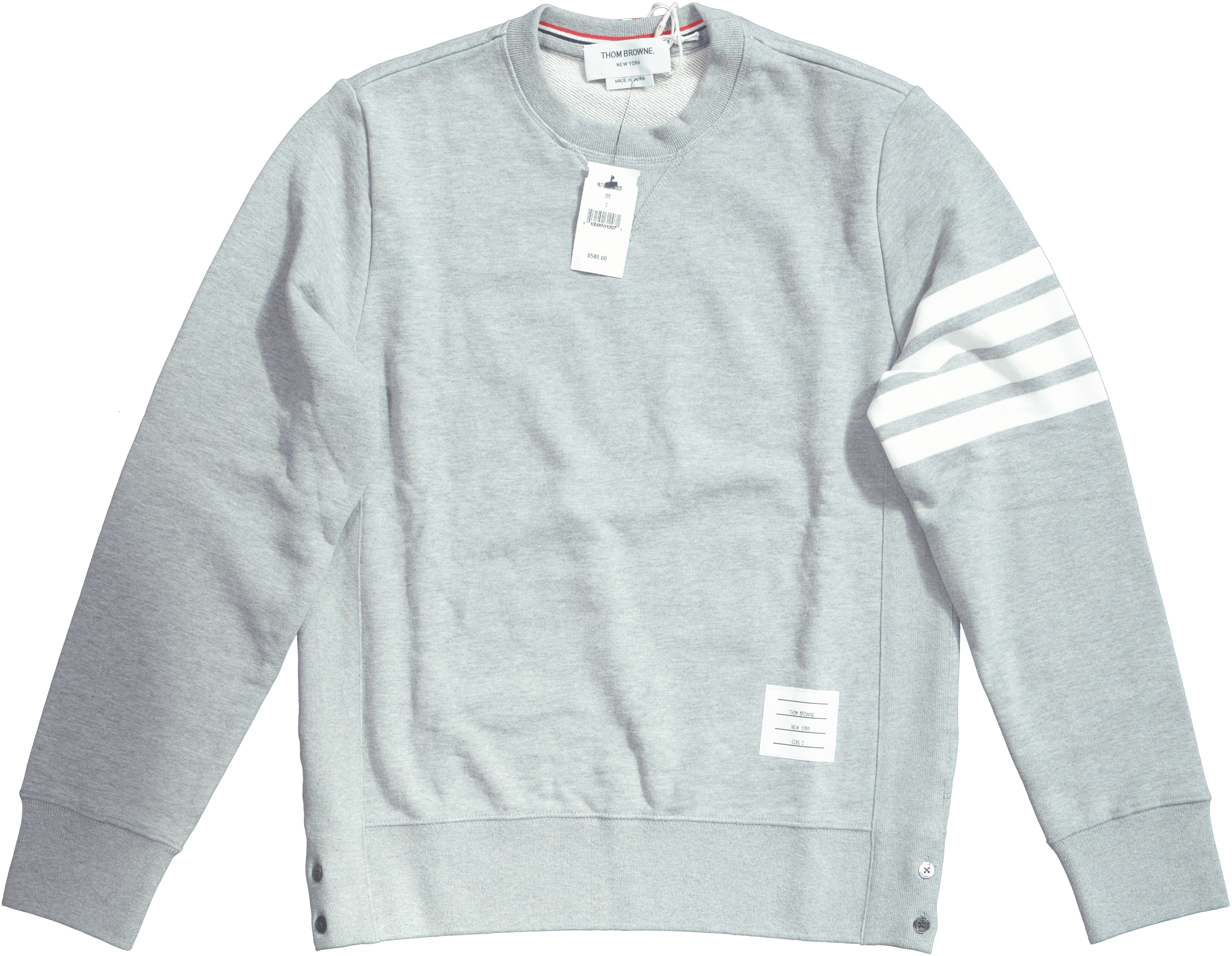 Thom Browne Thom Browne 4-Bar Loopback Crewneck Sweatshirt in Grey Cotto Size US XXL / EU 58 / 5 - 1 Thumbnail