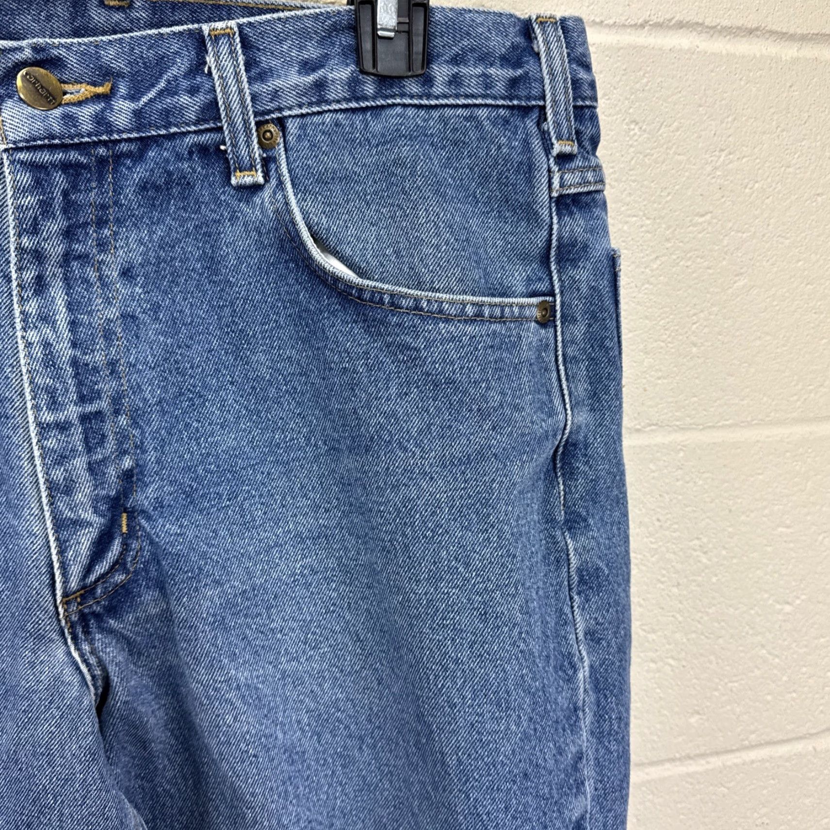 Carhartt Carhartt Denim Jeans Relaxed Fit Medium Wash 35x32 Men's Jeans Blue 5-Pocket Logo USA 90s Outdoor Classic Shirt? Size US 35 - 3 Thumbnail