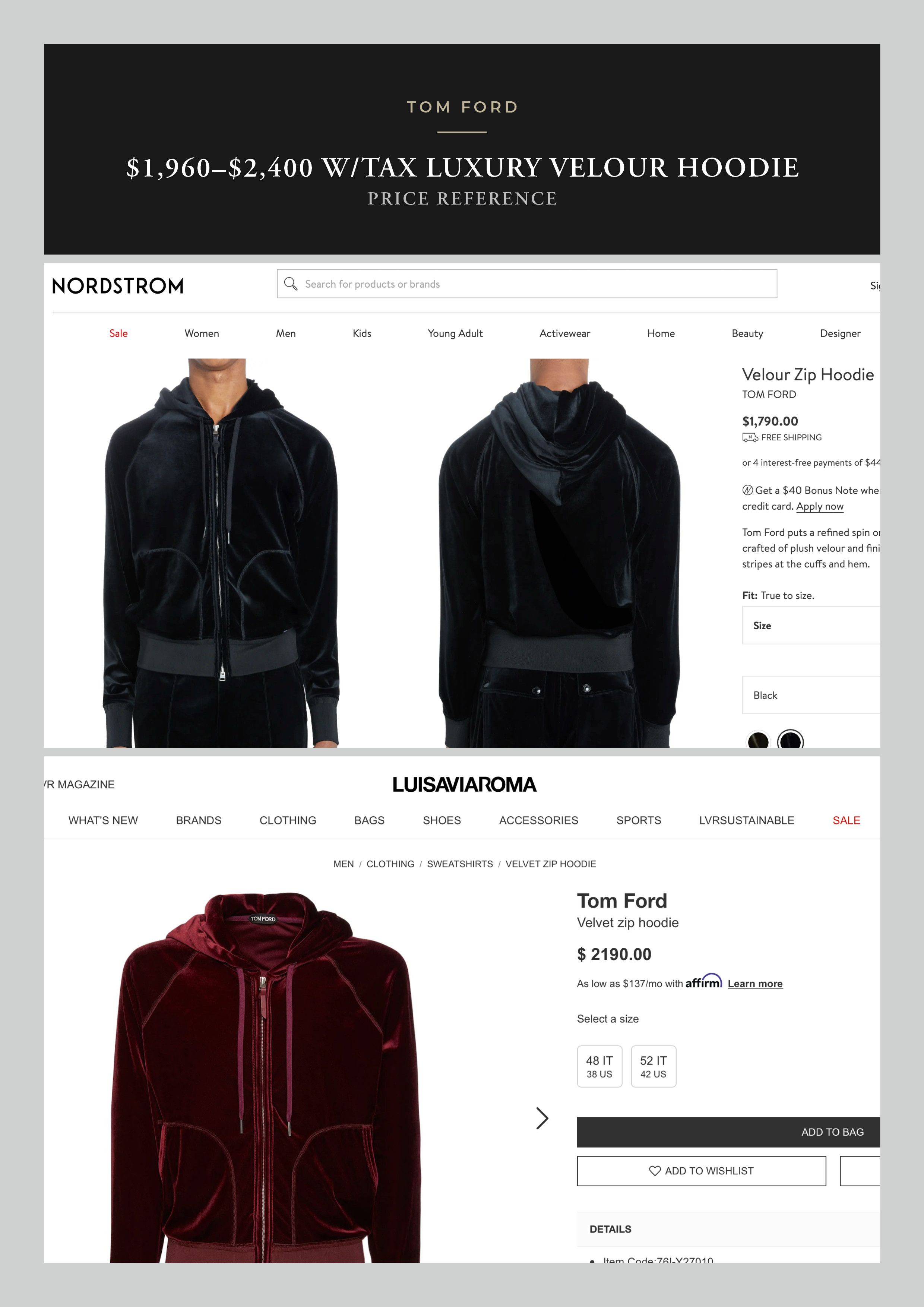 Tom Ford Best Dressed $1,850 w/Tax Velour Luxury Double Zip Hoodie Size US M / EU 48-50 / 2 - 7 Thumbnail