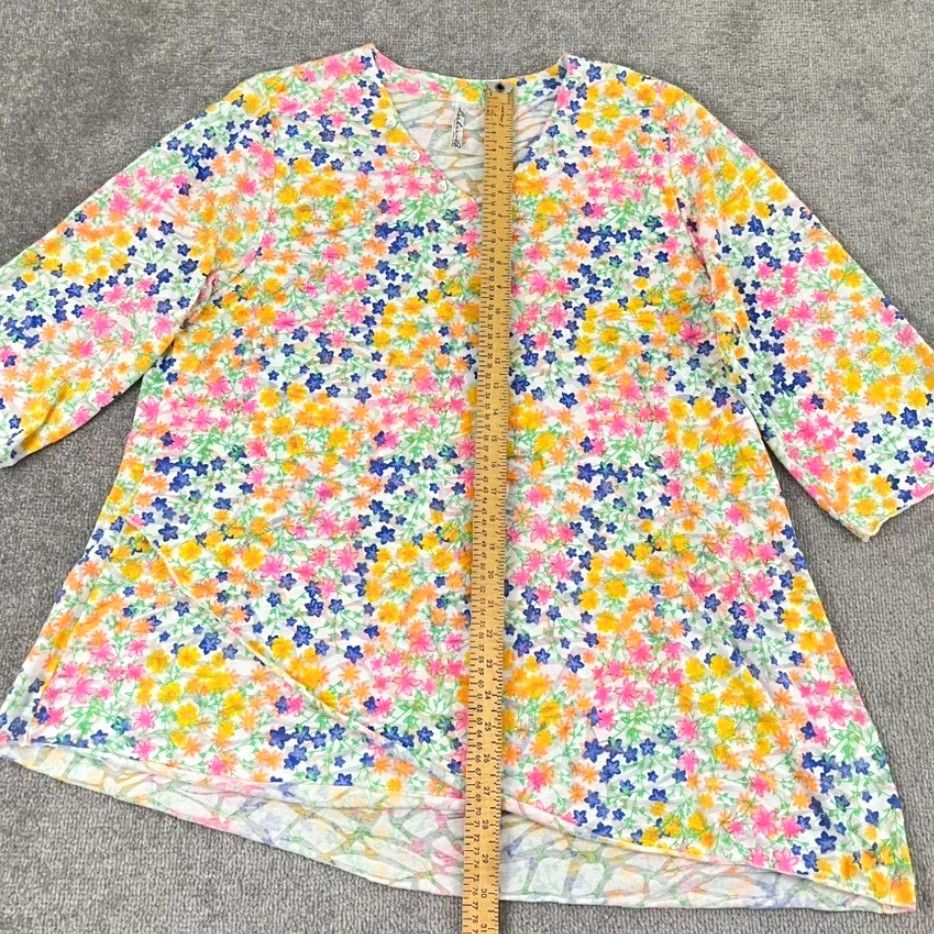 Vintage Lulu B Shirt Womens XL White Multi Floral Layered Asymmetric Tunic Top Preppy Size XL / US 12-14 / IT 48-50 - 4 Thumbnail
