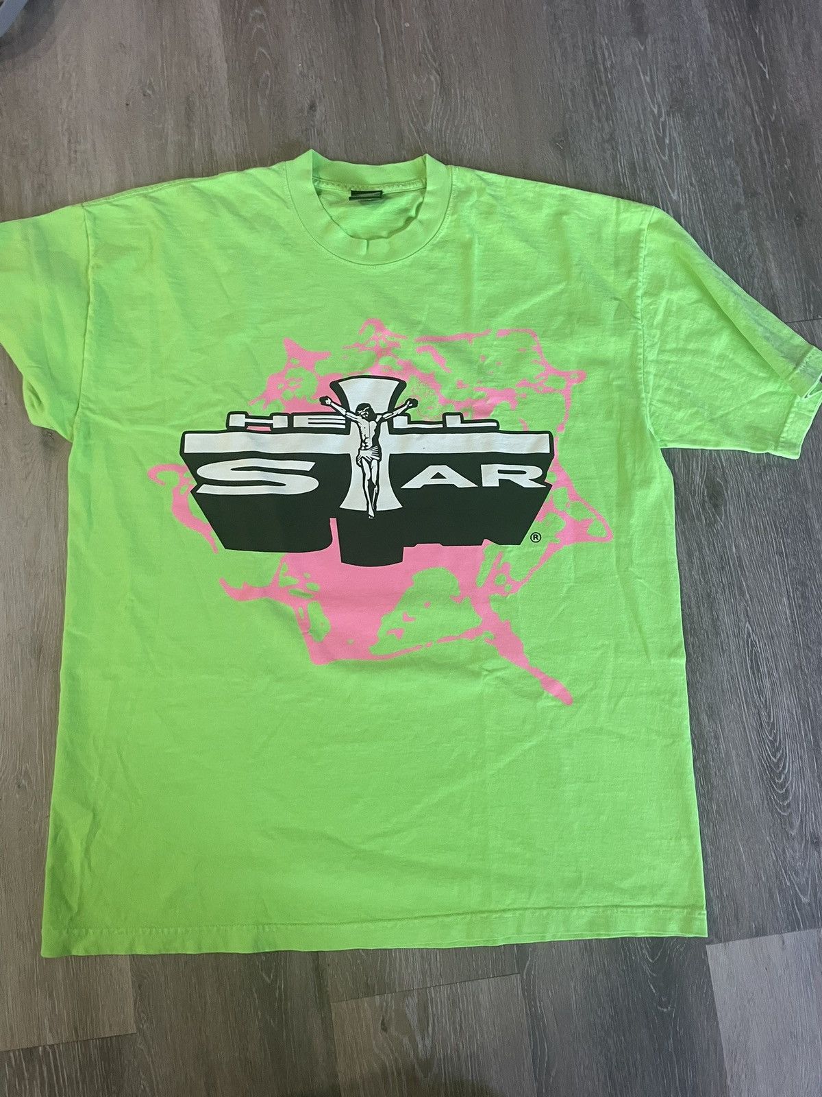 HELLSTAR Hellstar green jesus t shirt Size US XL / EU 56 / 4 - 1 Thumbnail