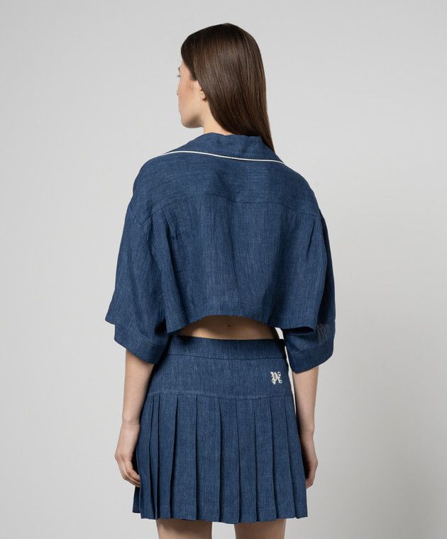 Palm Angels o1y1125 Linen Shirt in Blue Size M / US 6-8 / IT 42-44 - 3 Thumbnail