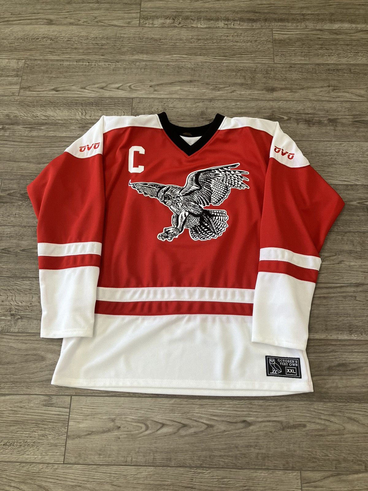 image of Drake Ovo Octobers Very Own Hockey Jersey in Red, Men's (Size 2XL)