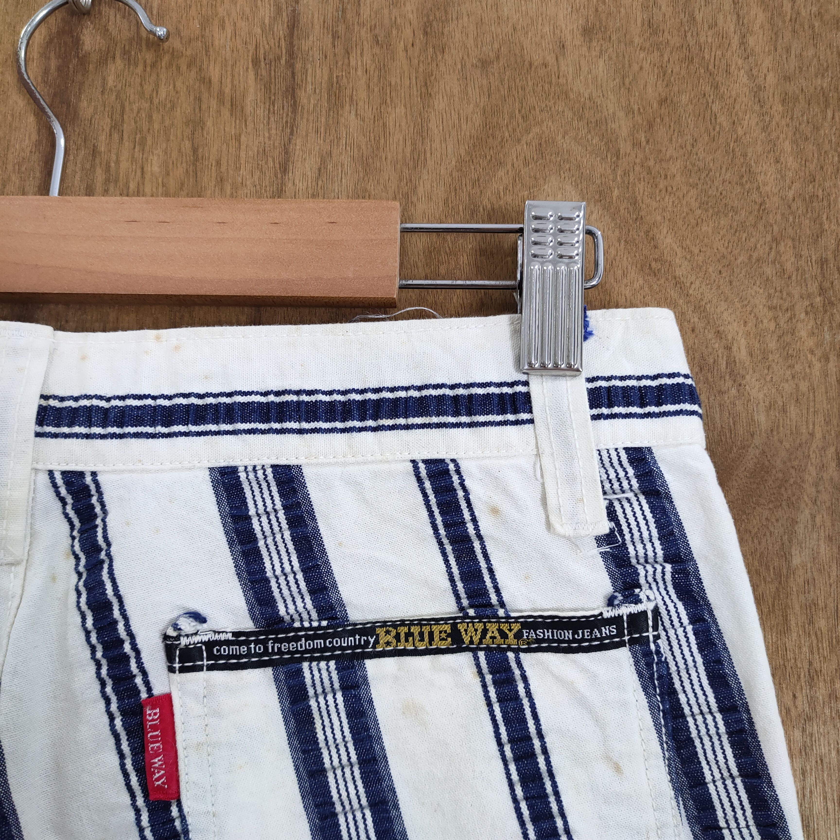Japan Blue × Solid and Striped × Vintage VINTAGE BLUE WAY TALON STRIPE FLARED PANTS Size US 28 / EU 44 - 13 Thumbnail