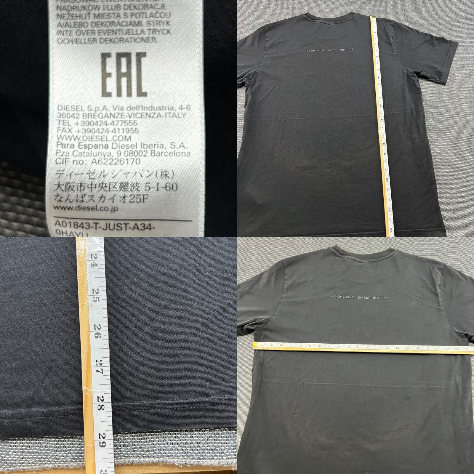 Diesel Diesel Mens T Shirt XL Black Cotton Regular Short Sleeve Crew Neck Tee Mens Size US XL / EU 56 / 4 - 8 Thumbnail