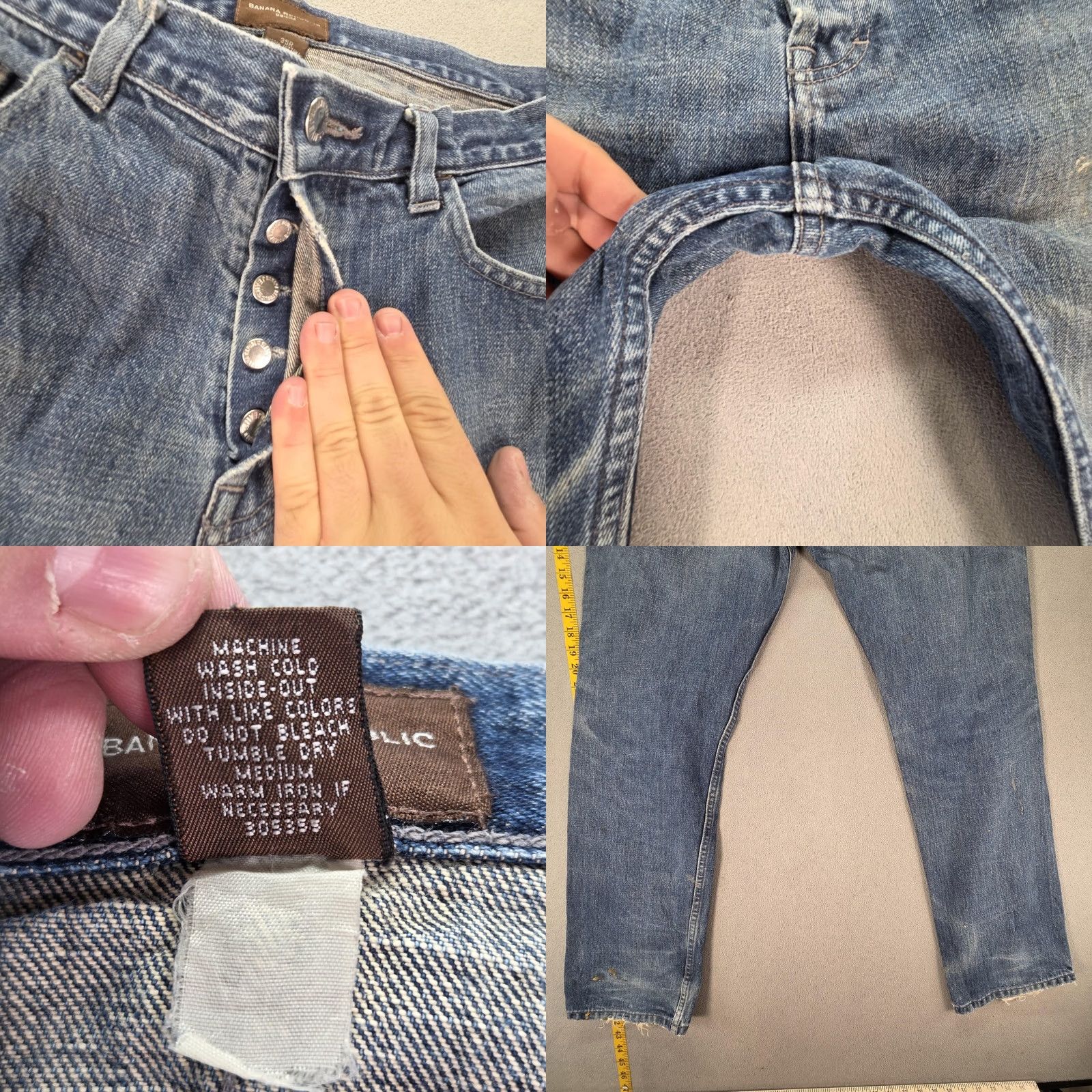 Banana Republic Banana Republic Jeans Mens Straight Denim Blue Medium Wash Distressed 33x31 W38a 33in Inseam 31in Waist 33in Button Fly Pockets Vintage No Size US 33 - 9 Thumbnail