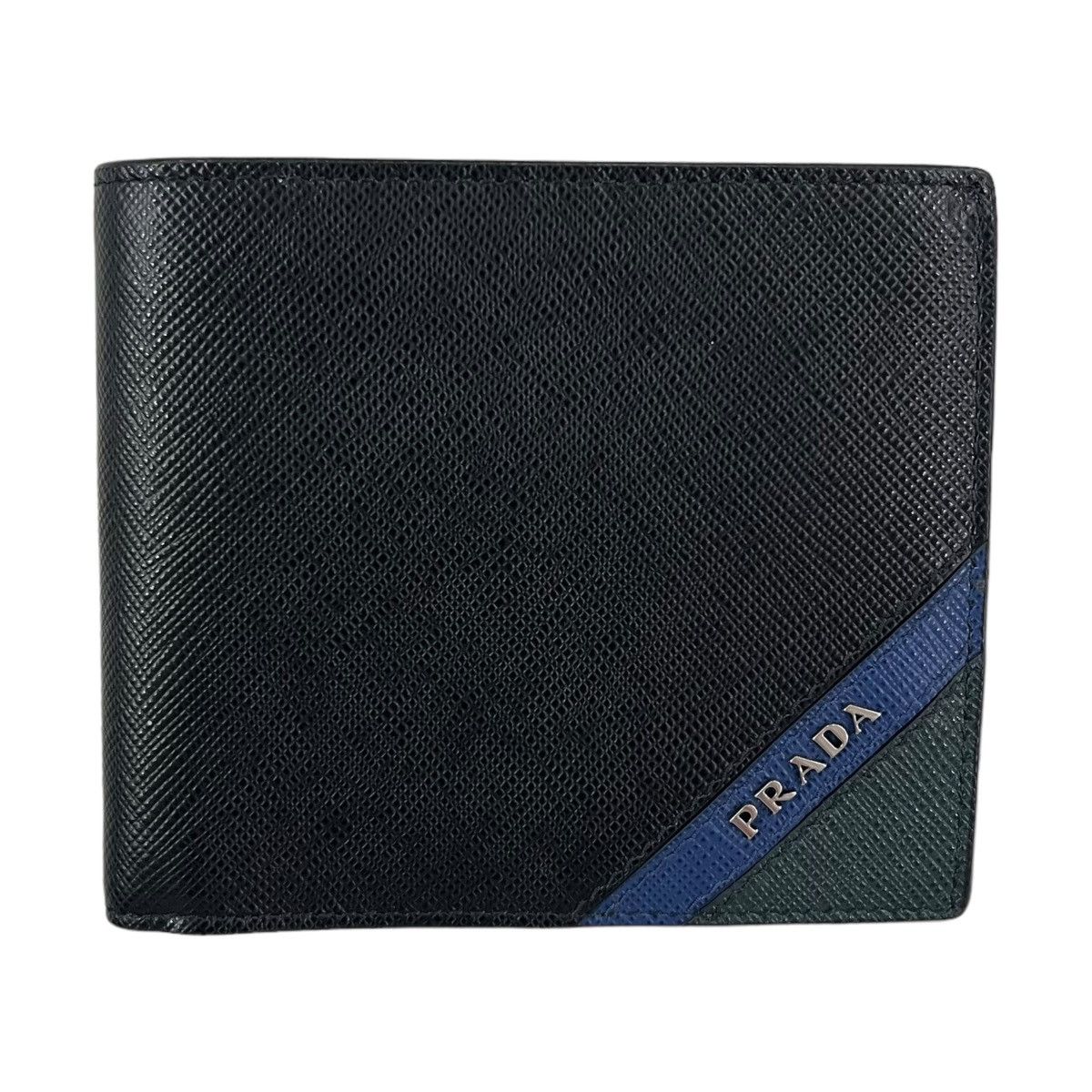 image of Prada Saffiano Corner Bifold Wallet in Black, Men's