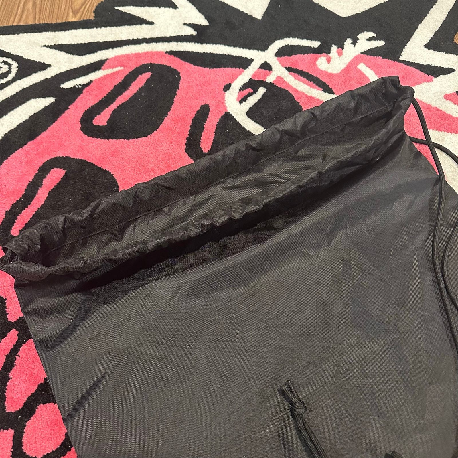 Balenciaga Balenciaga Black Nylon Drawstring Backpack Bag – 23" x 19.5" Size ONE SIZE - 6 Thumbnail