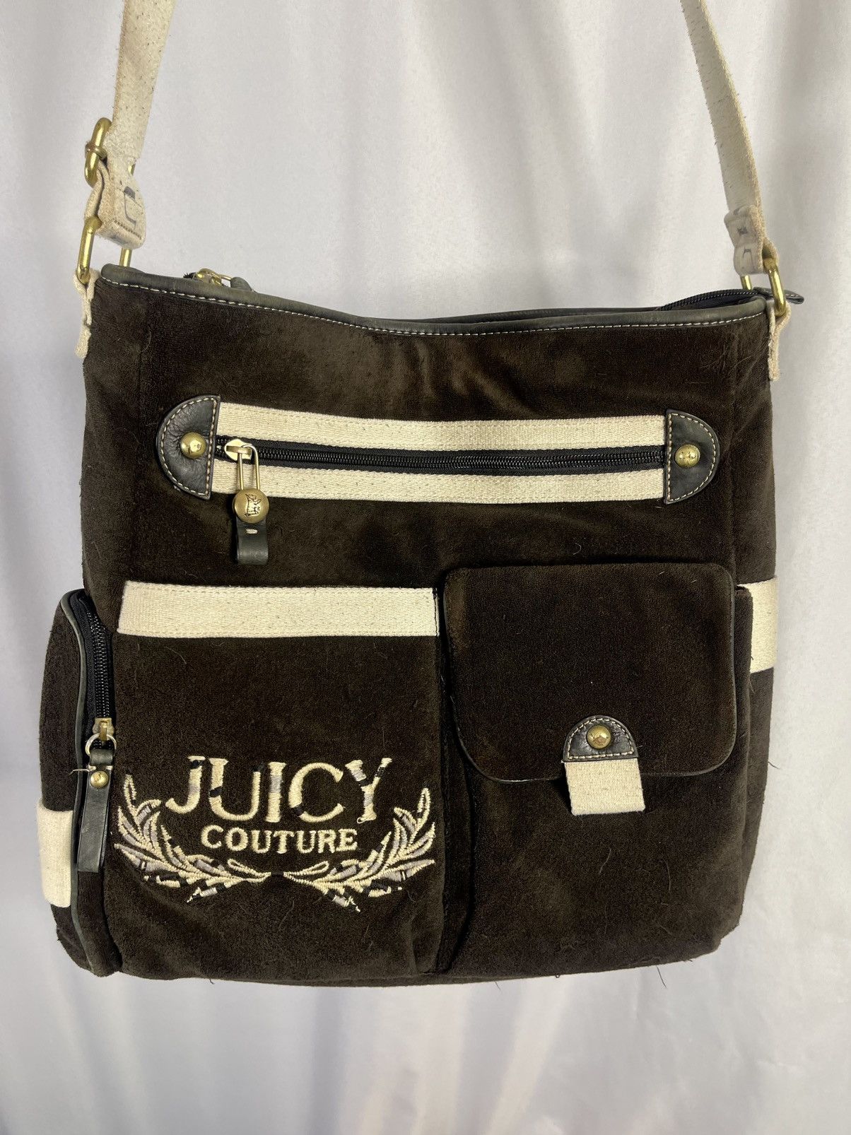 Juicy Couture | Vintage XL Brown Velour Crossbody Diaper Bag, Women's