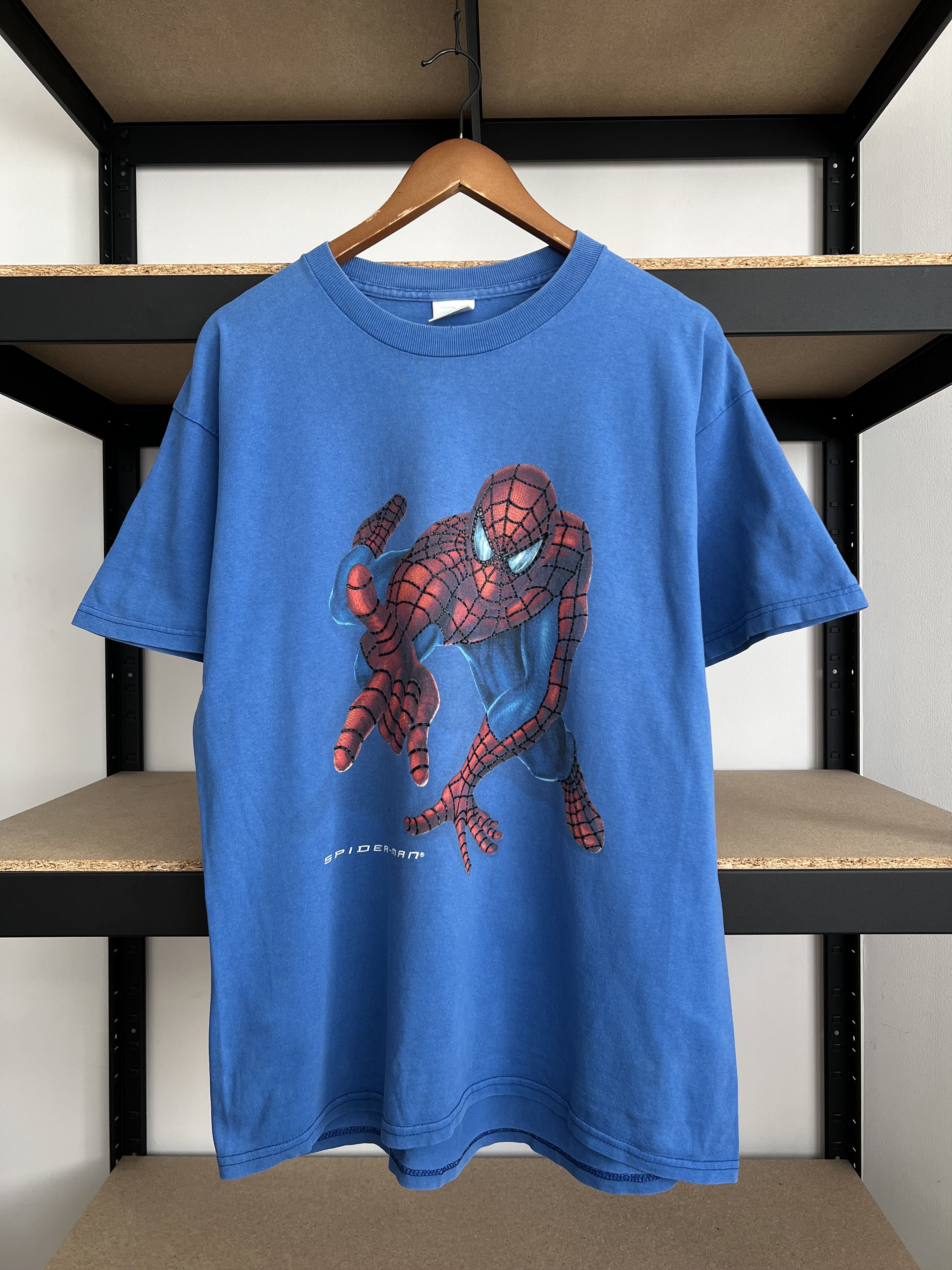 Vintage 2000s Spider Man Marvel Comics Cartoon Blue T-shirt