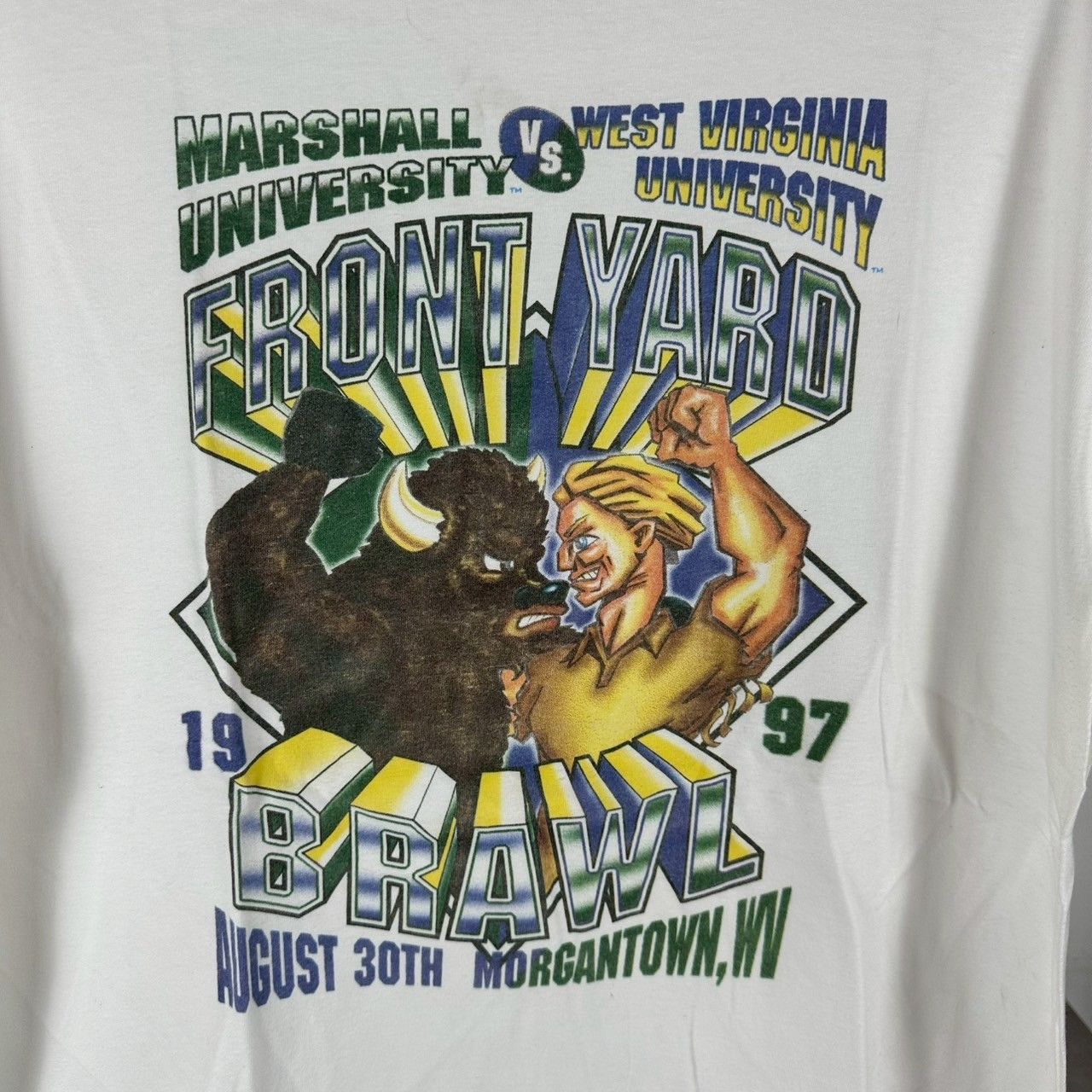 Vintage 1997 Marshall University West Virginia University Brawl Tee Size US XL / EU 56 / 4 - 2 Thumbnail