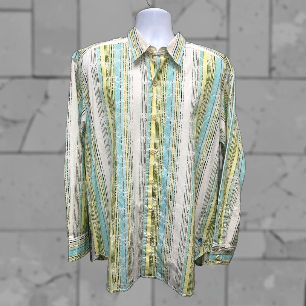 Tommy Bahama Tommy Bahama Shirt Mens XL Long Sleeve Button-Down Multicolor Striped Cotton Blend Button Up Size US XL / EU 56 / 4 - 1 Thumbnail