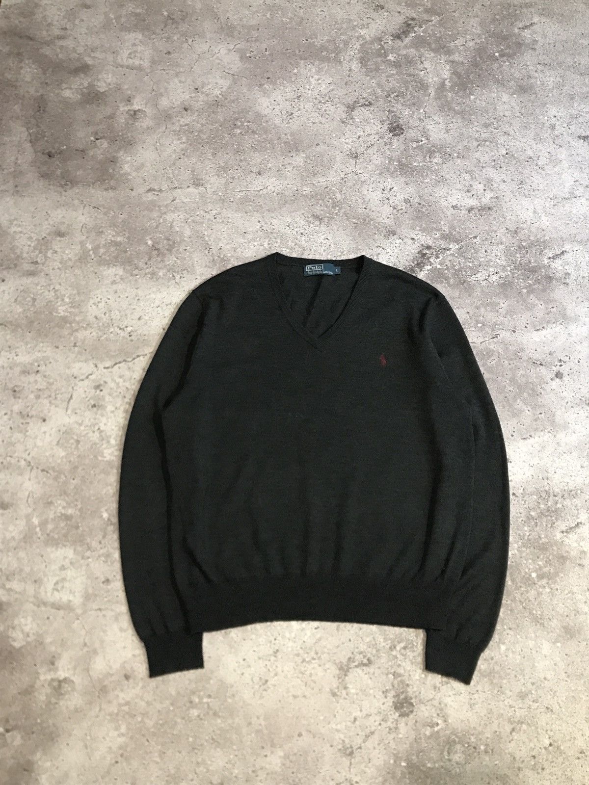 Polo Ralph Lauren × Vintage Vintage 90s Sweater Polo Ralph Lauren Wool Embroiled Logo Size US L / EU 52-54 / 3 - 1 Thumbnail