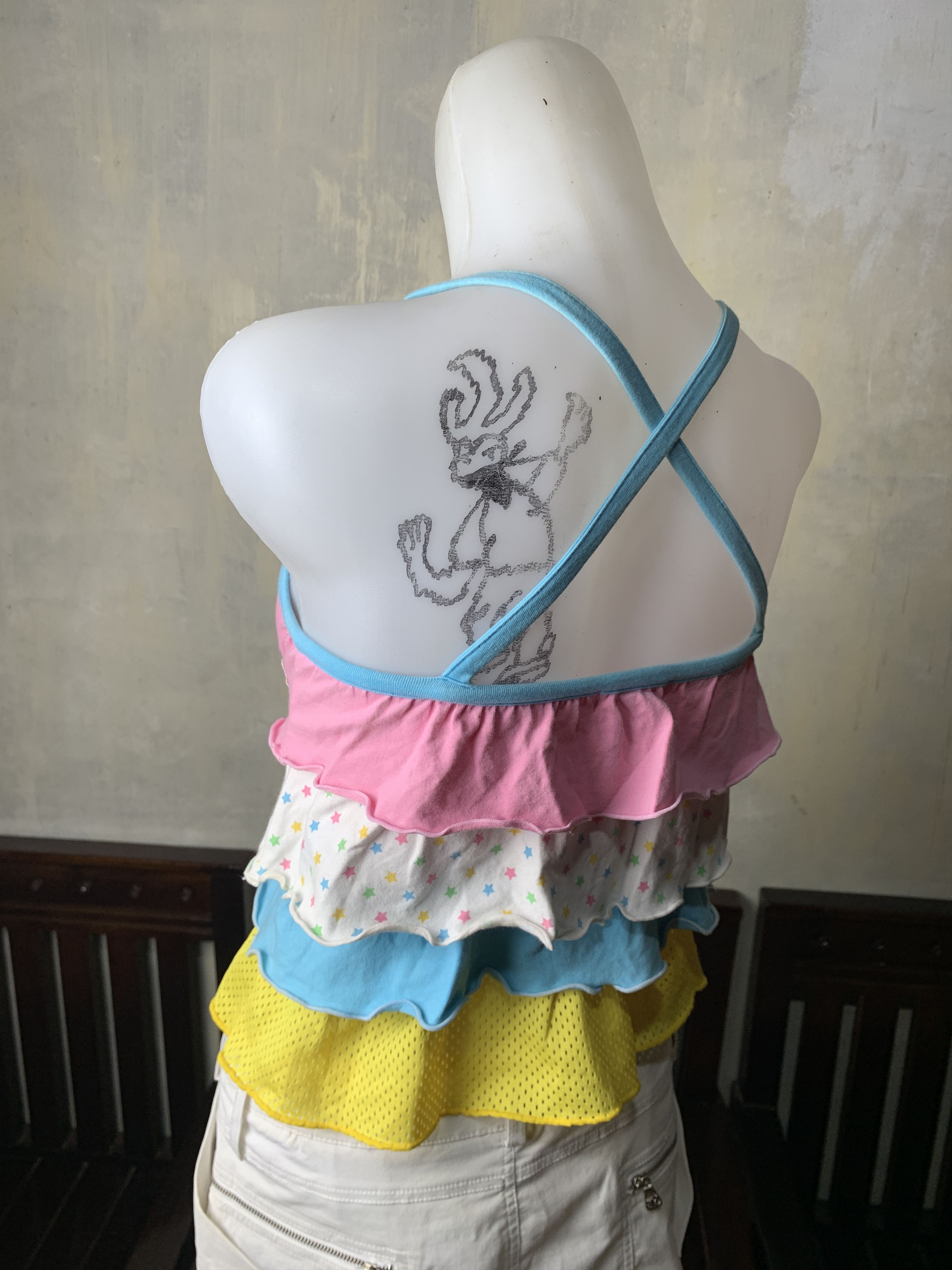 Japanese Brand Cuties Multifabric Cross Baby Tank Top (XS) Size XS / US 0-2 / IT 36-38 - 3 Thumbnail