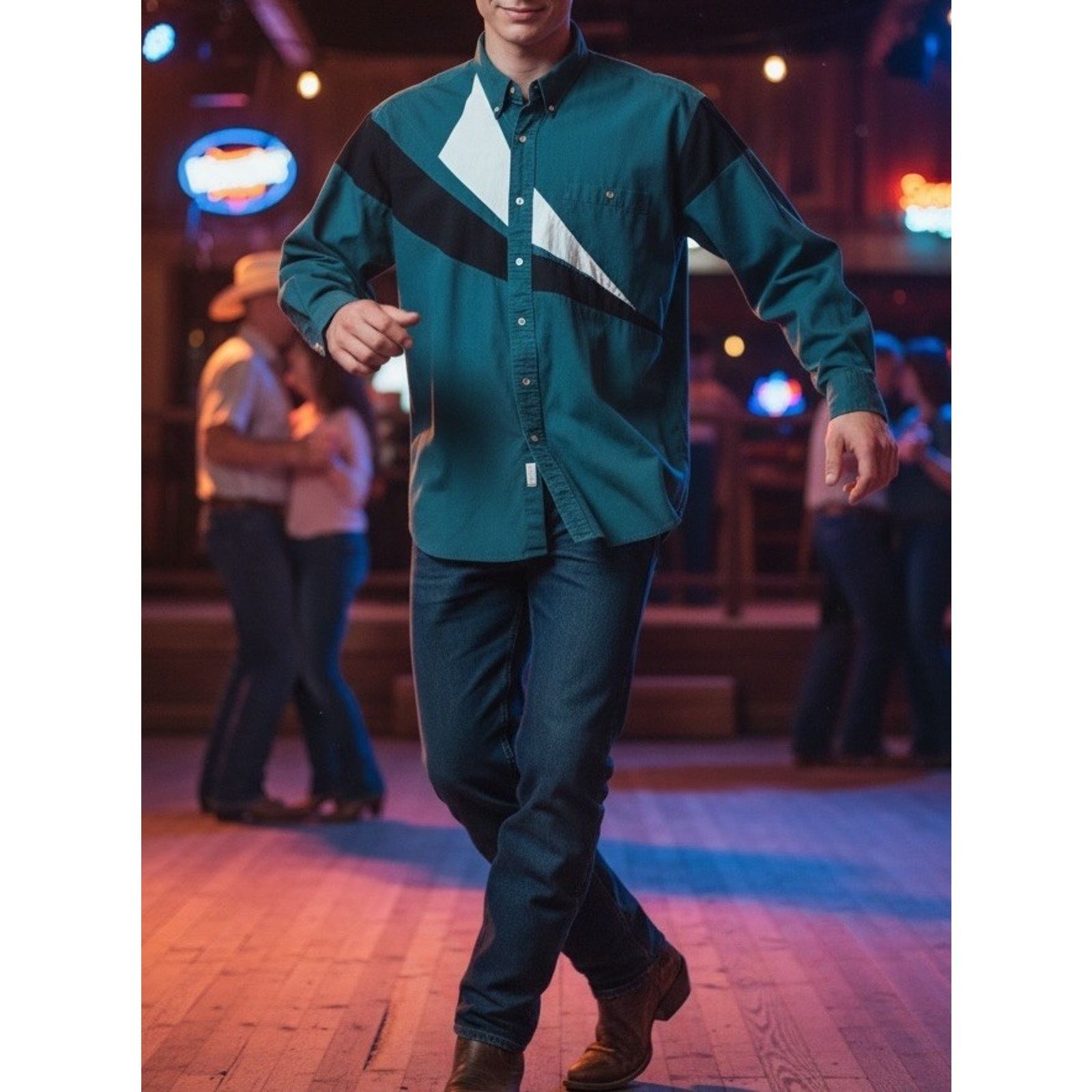 Wrangler Vtg 90s Wrangler Western Button Down Shirt L Color Block Size US L / EU 52-54 / 3 - 9 Thumbnail