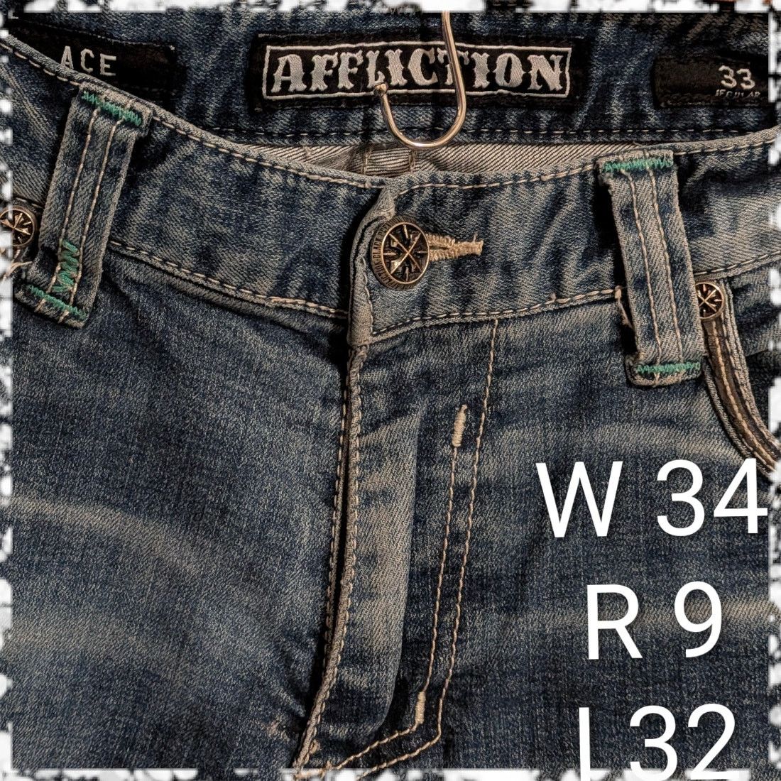 Affliction AFFLICTION Ace Slim Straight Blue Jeans Men's 33 distressed Size US 33 - 7 Thumbnail